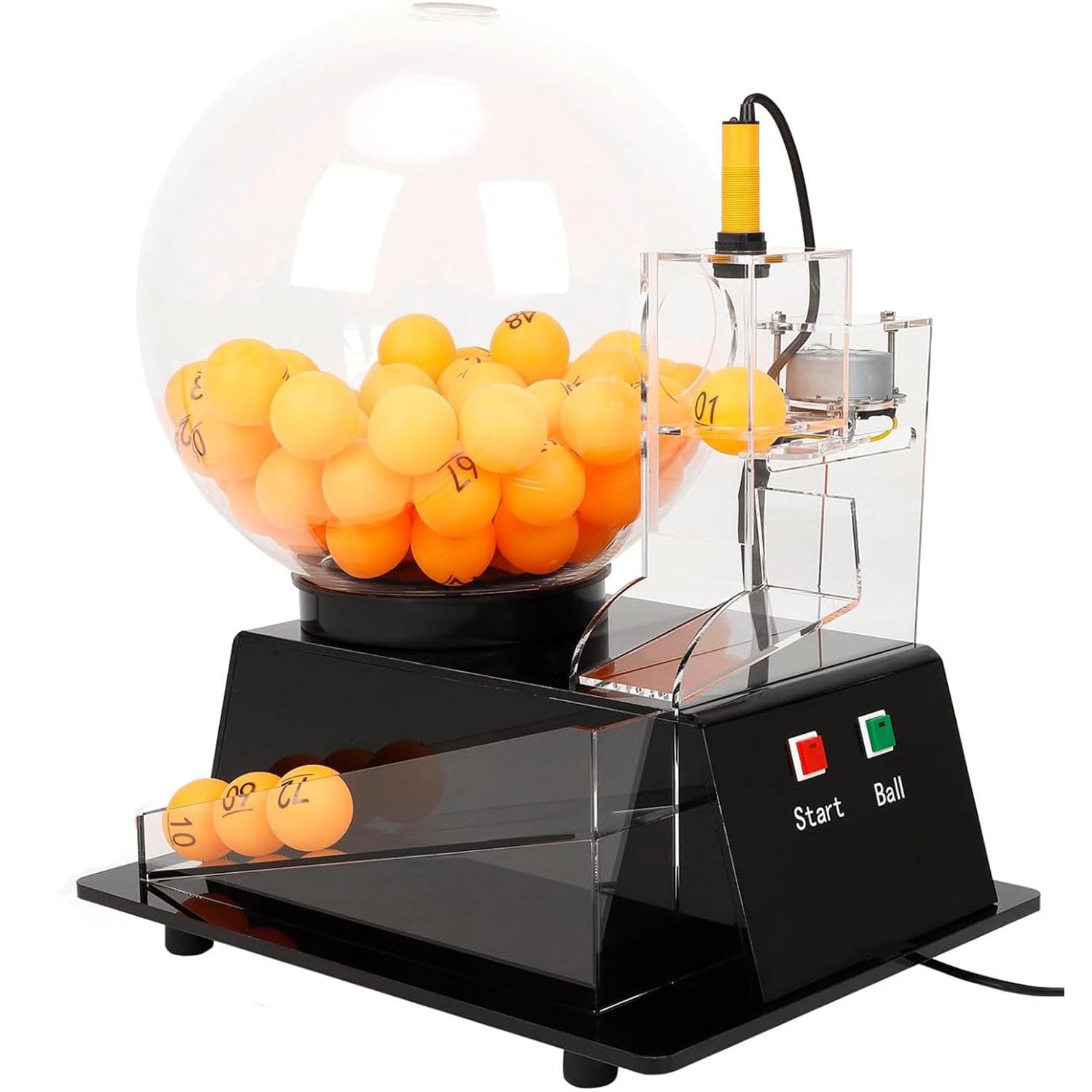 GEJLELDS Lottery Bingo Ball Machine, Automatic Electric Acrylic Bingo Cage and Balls Set Bingo Game Sets for Adults Large Group Family