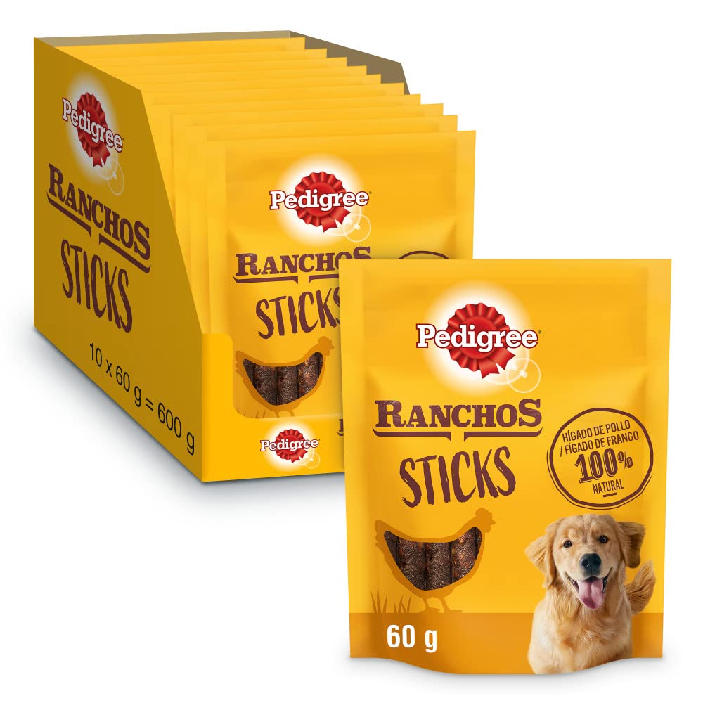 Pedigree Ranchos Sticks Snacks de Hígado de Pollo para Perro (Pack 10 x 60g)