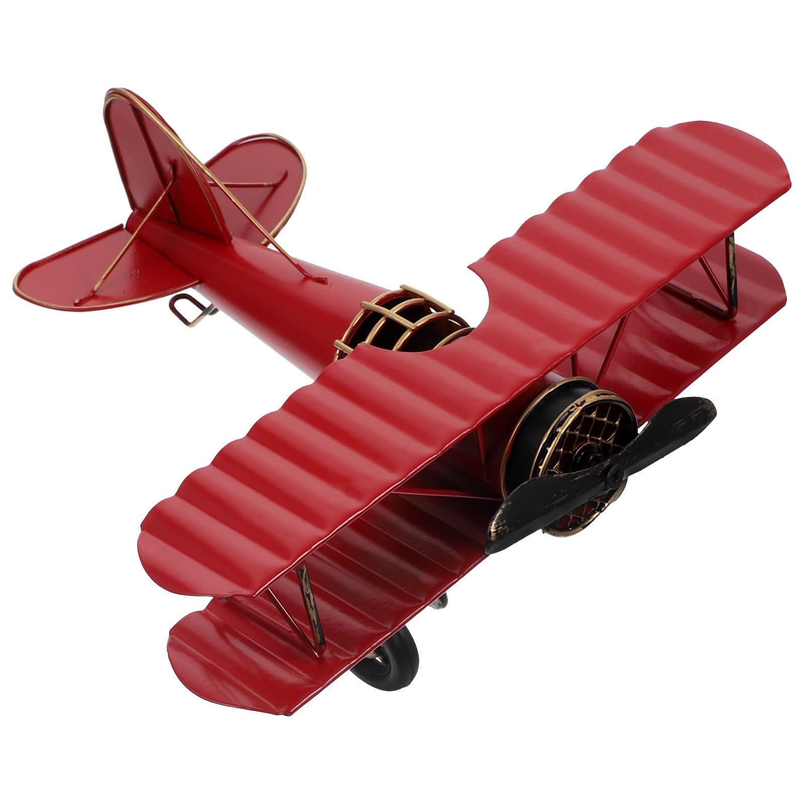 Ciieeo Vintage Red Iron Airplane Model Decor, Rustic Retro Metal Plane Ornament, Desktop, Home Decor