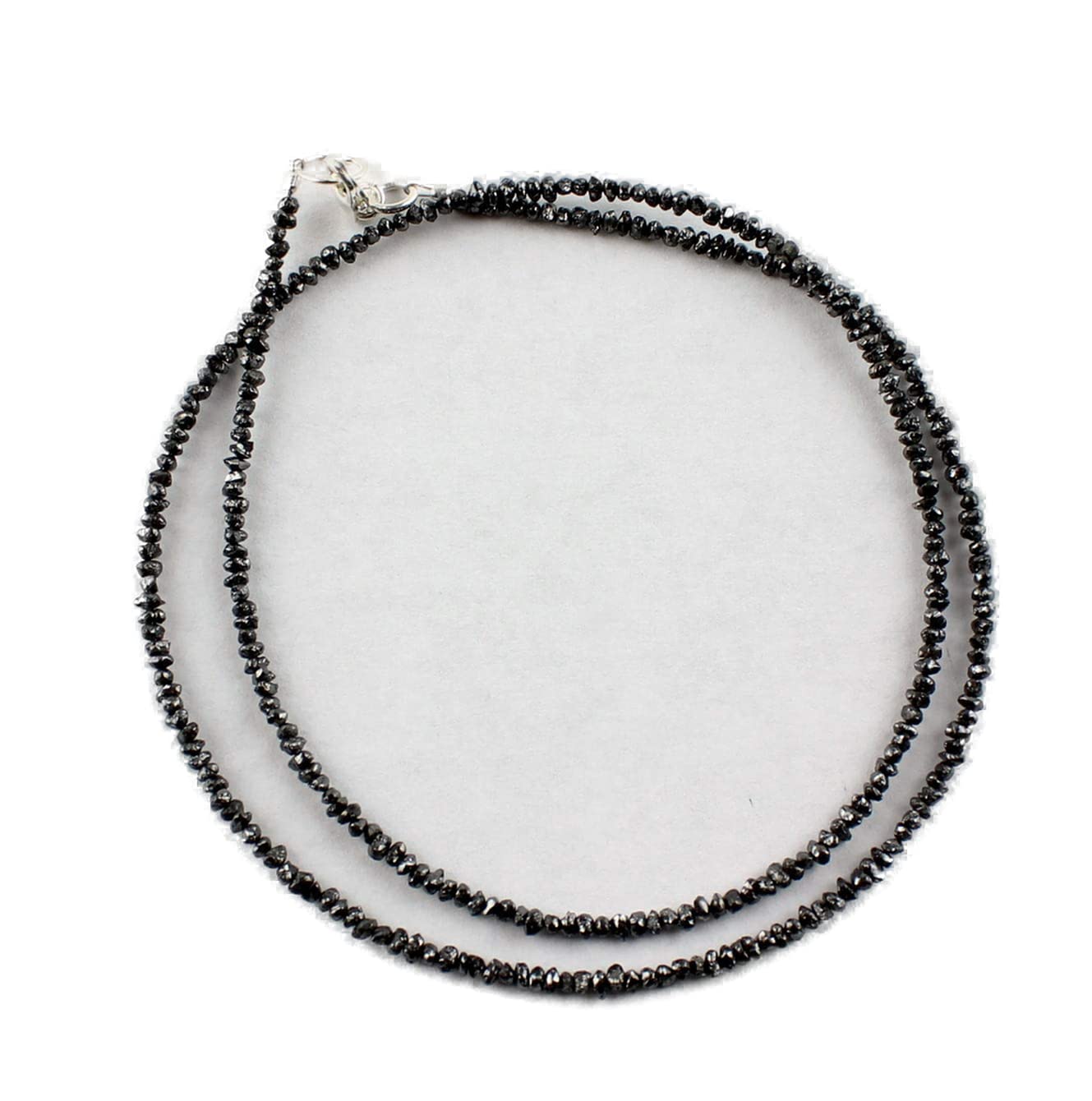 Schwarz Rohdiamant Kette Edelstein Diamant Collier Gut getrommelt ca. 45 cm lang mit karabiner Verschluss