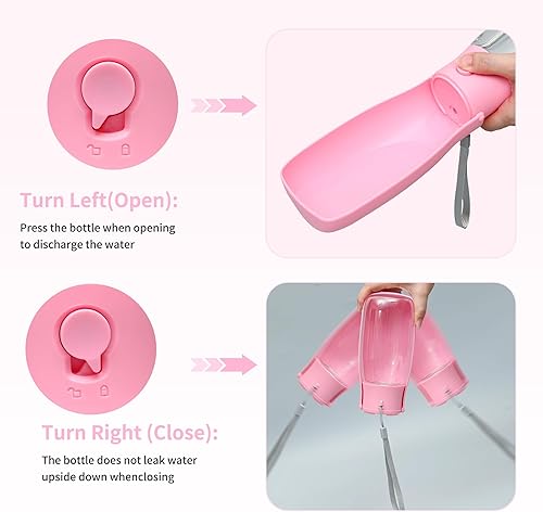 Miniatura 5 de Botella de agua para perros, dispensador de agua portátil a prueba de fugas, cuenco de agua para cachorros, botella de agua plegable transparente