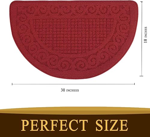 Miniatura 9 de Tapete de medio círculo para interior de 18 x 30 pulgadas, semicircular, antideslizante, lavable a máquina, alfombra de entrada para la parte