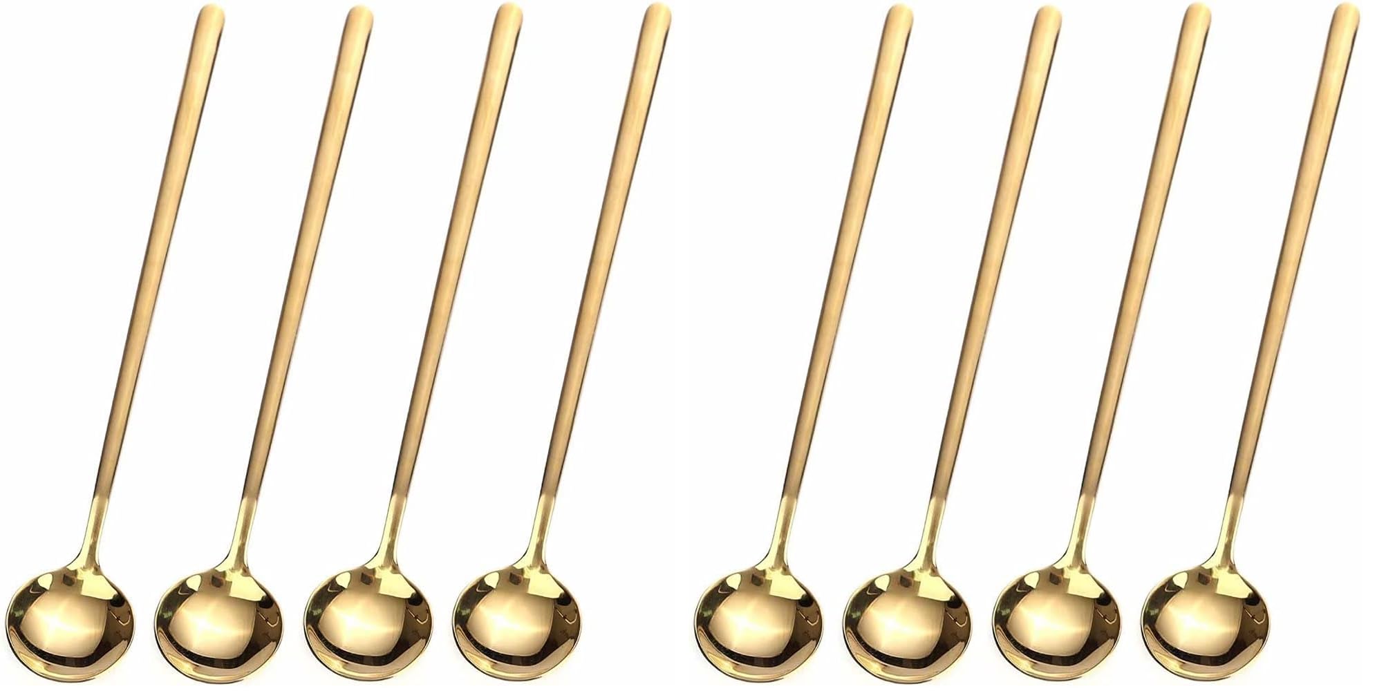 4 PCS 6.7 Inches Coffee Spoons, Stirring Spoons, Tea Spoons Long Handle, Teaspoons, Gold Spoons, Ice Tea Spoons, Long Spoons for Stirring, Espresso Spoons Stainless Steel (Pack of 2)