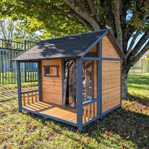 Animal Valley - Niche à Chien Chalet - Bois et Shingle - L 150 x l 130 x H 136,5 cm - Taille XXL -...