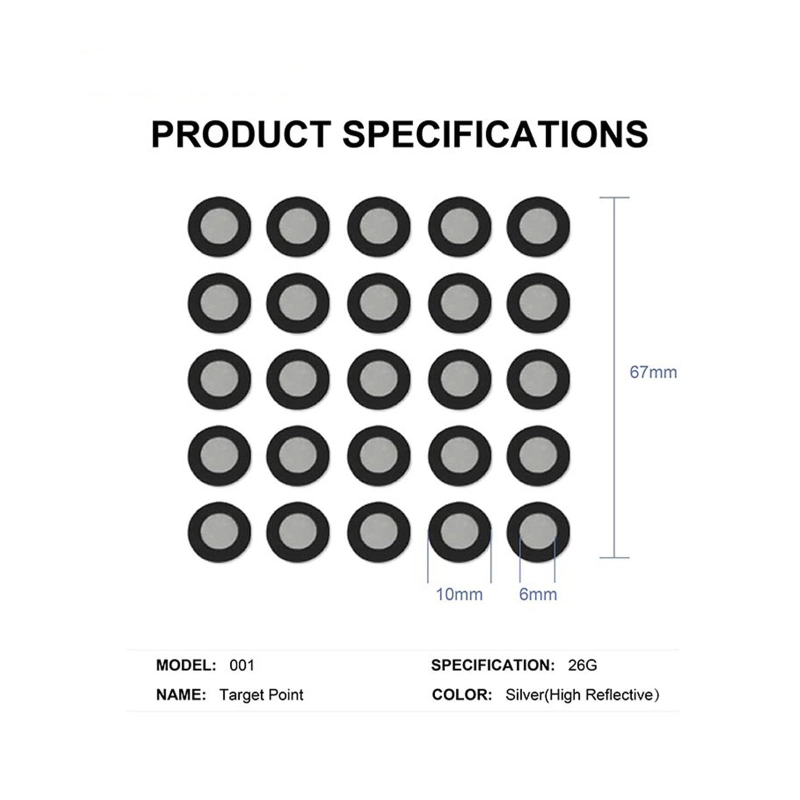1000 sztuk 3D Scanner Positioning Targets 3D Scan Tracking Dots 6,0 Mm Punkt odniesienia Markery odbicia rozproszonego do 3D Scanner Positioning Targets dla skomplikowanych szczegółów