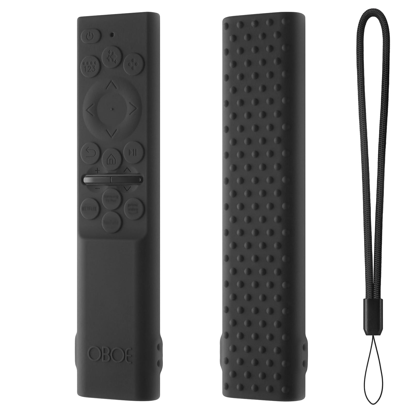 Oboe Silicone Tv Remote Cover Compatible with Samsung Smart Tv Remote 2026 Model BN59-01498A Key Cover Case with Lanyard (B-Black) REMOT E NOT Included-image-15