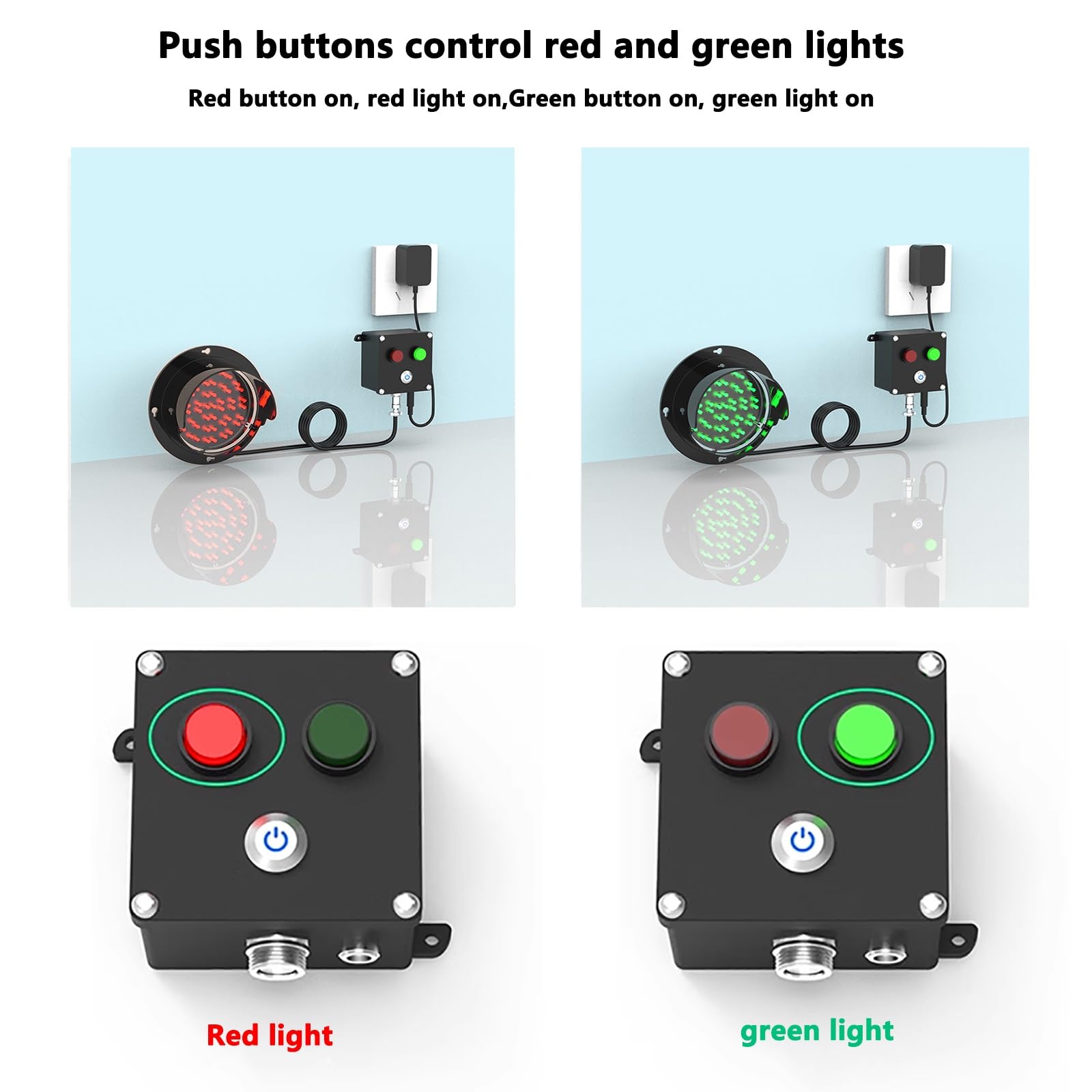 Generisch LED-Ampel, LED-Verkehrssignalleuchte mit Steuerung, Rot/Grün-Industriewandleuchte für die Inneneinrichtung, Garageneinfahrt, Laderampenbeleuchtung, 240 V, 200 mm/8 Zoll