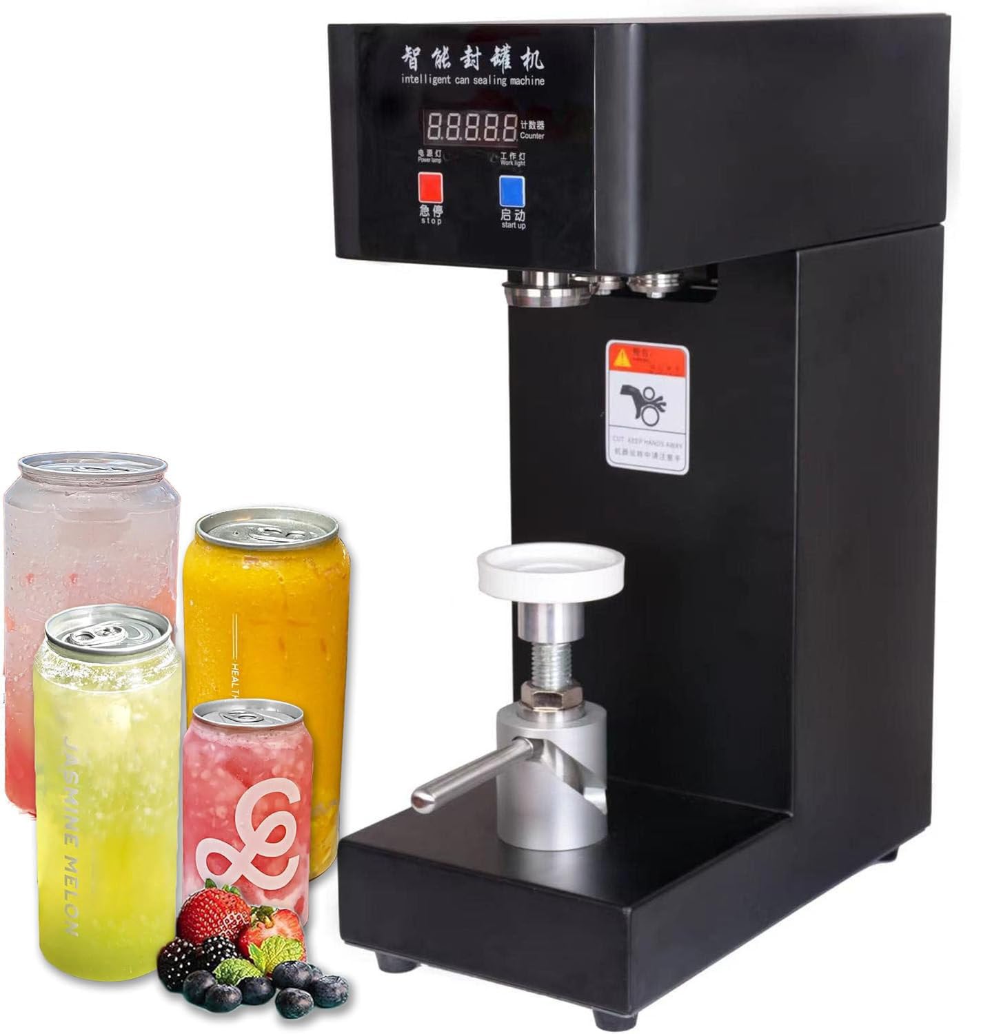 AYCDL Commercial Can Sealer Machine, Electric Can Seamer, 180W Cup Sealing Machine with Counter and LCD Display, Bottle Capping Tools,Black