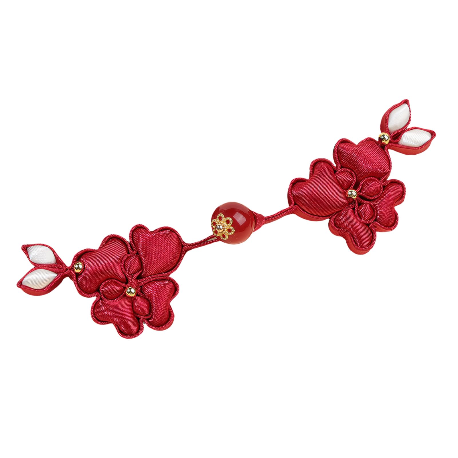 CAZSTYK Chinese Satins Cloth Button Featuring Golden Pearls Accent for Garments Traditional Costume Embellishments
