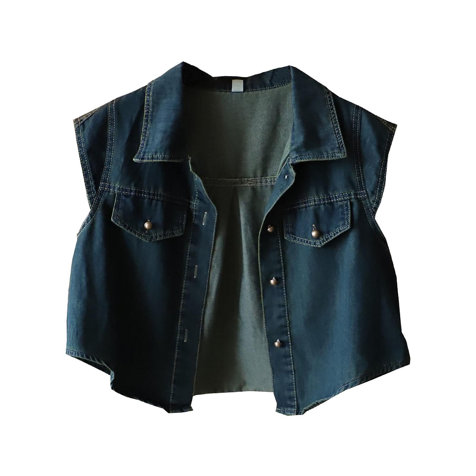 club bollywood CLUB BOLLYWOOD®Denim Vest Shirt for Women Sleeveless Crop Jacket for Trekking Dating Travel|Clothing Shoes & Accessories | Womens Clothing |1 Short Denim Vest for Women-picture-29