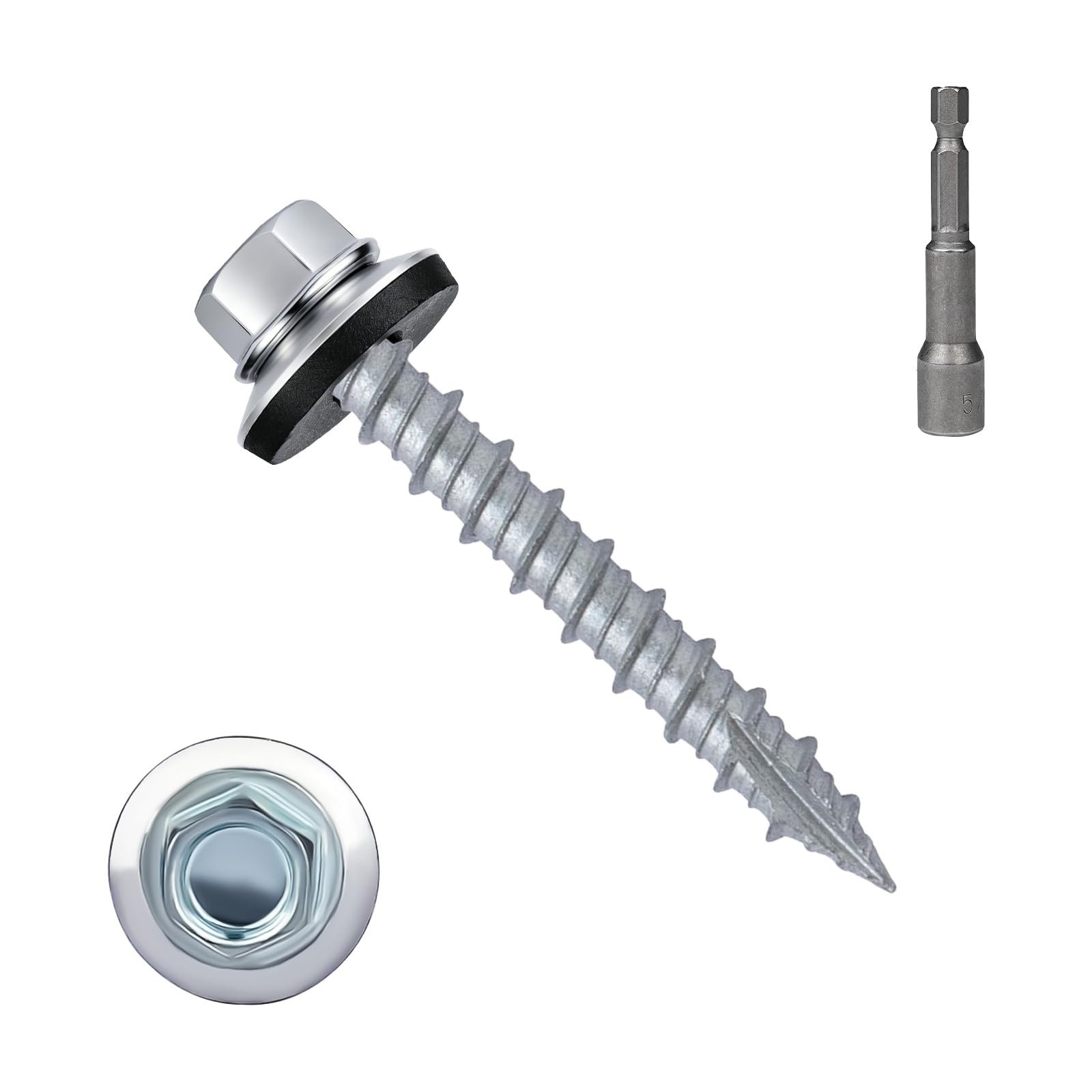 Silver Roofing Screws - 300 Pack #10 x 1" -11