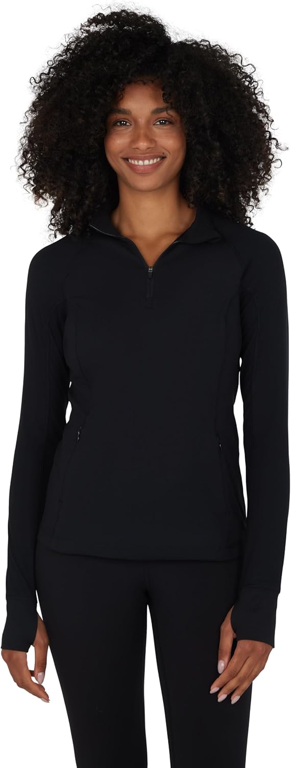 Yogalicious Half Zip Lightweight Workout Long Sleeve Athletic Jacket with Front Pockets and Thumbholes