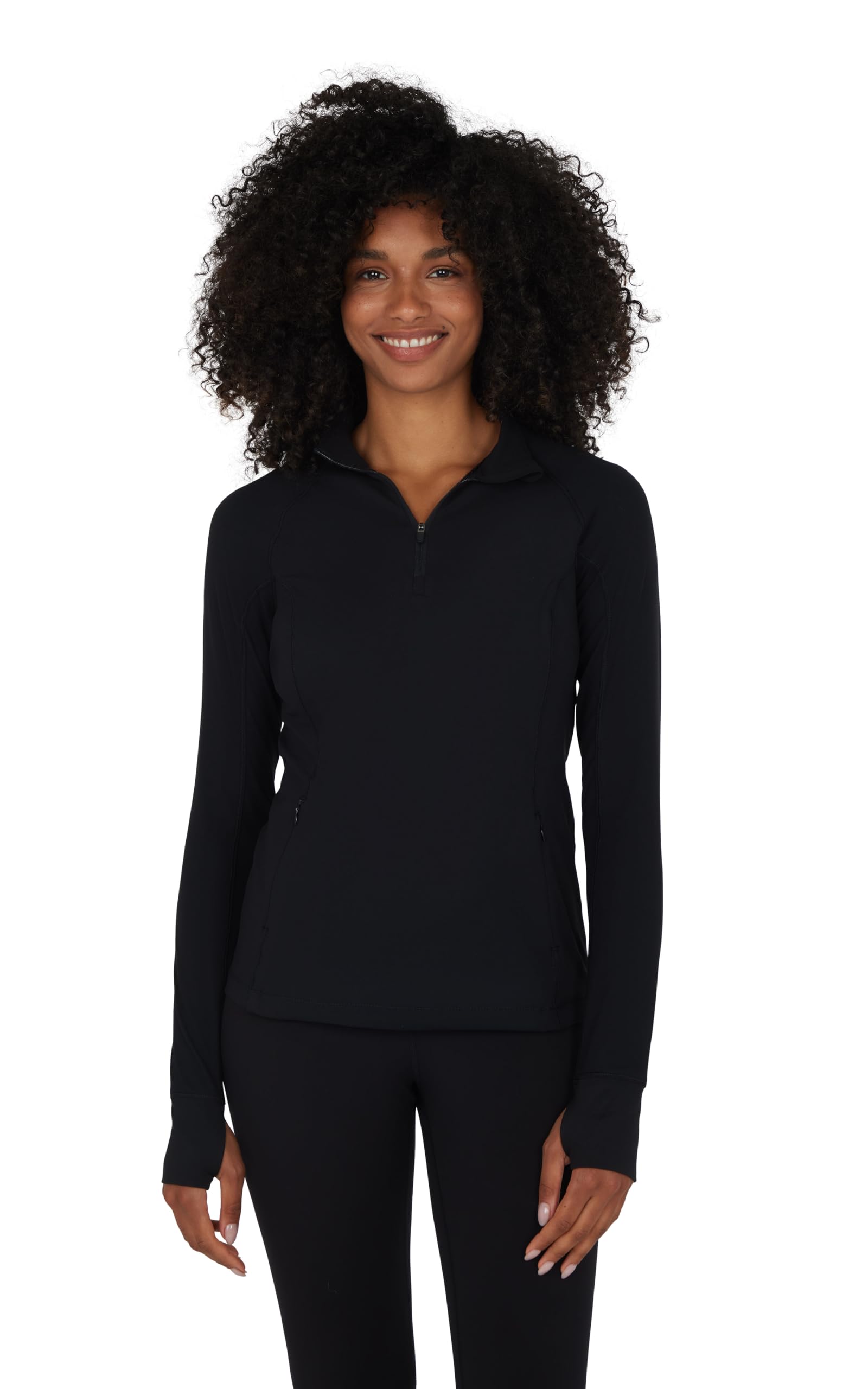 Yogalicious Half Zip Lightweight Workout Long Sleeve Athletic Jacket with Front Pockets and Thumbholes