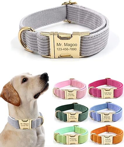 Collares de perro personalizados con hebilla de metal, etiquetas de nombre personalizadas para mascotas para razas de niños y niñas pequeños,