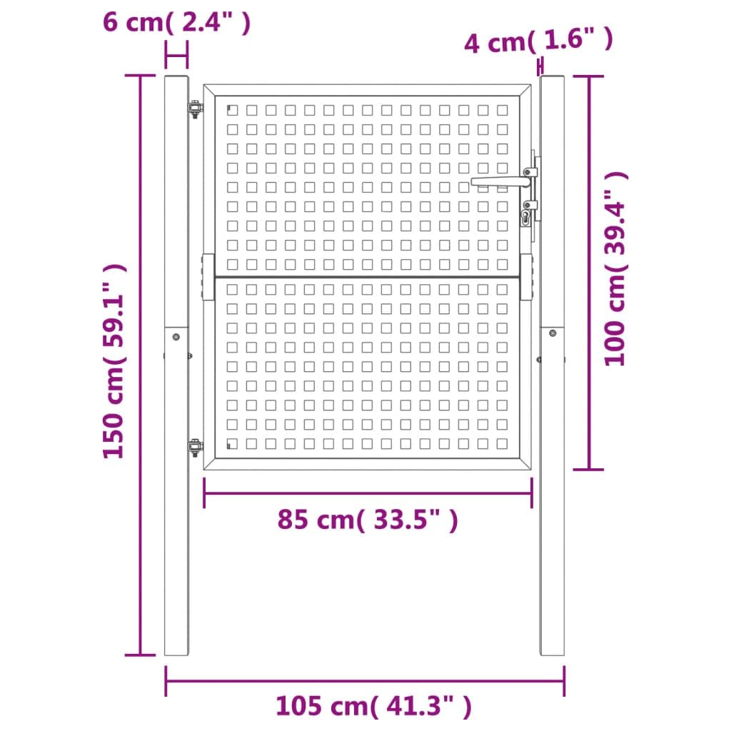 ShGaxin Puerta de jardín Acero Gris Antracita 105x150 cm, Puertas para Jardin, Puertas De Exterior, Valla Jardín, Rejas para Puertas De Entrada - 154560