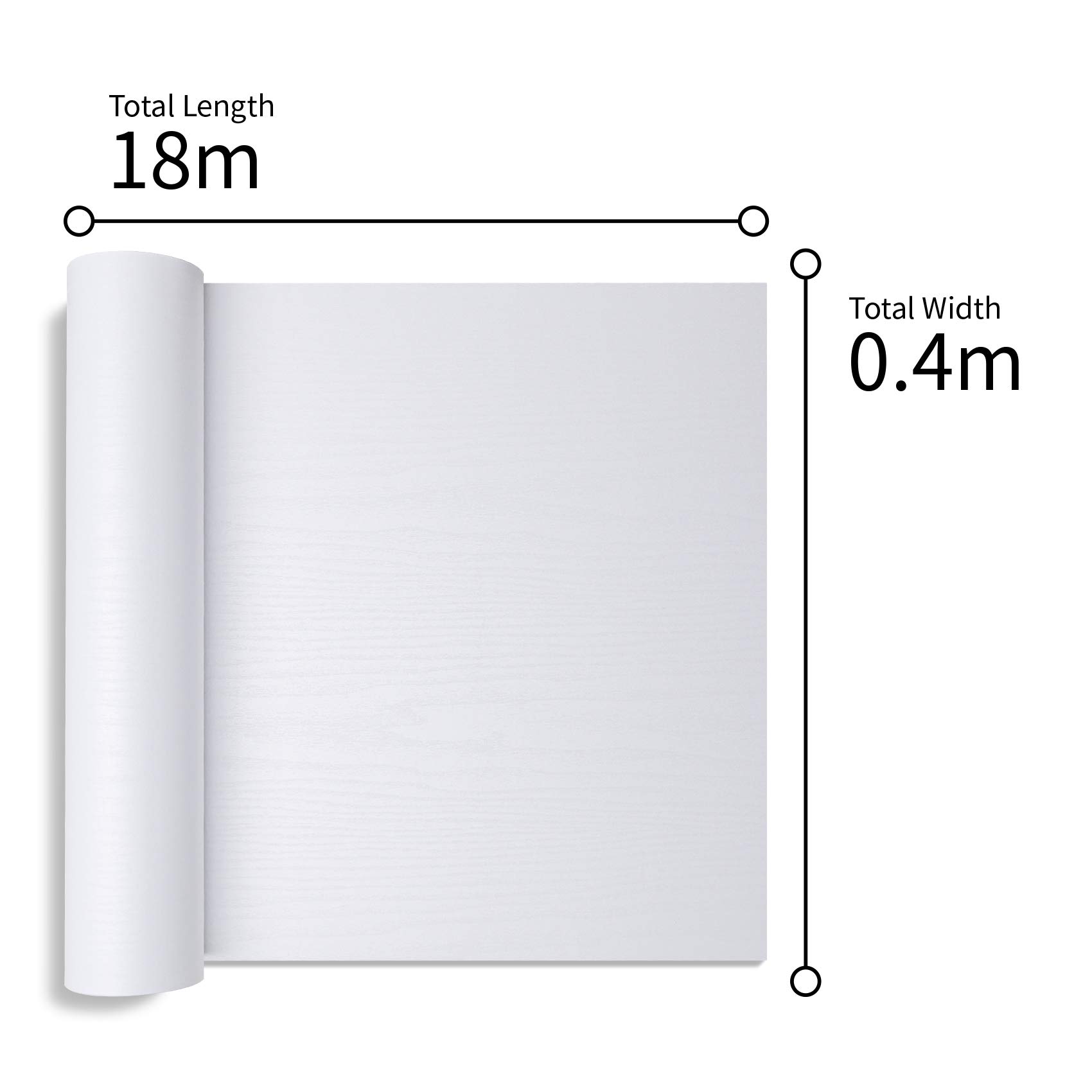 VEELIKE Papel Pintado Madera Vinilo Autoadhesivo Papel Pared Adhesivo Papel de Pared Vinilo Blanco para Muebles Puertas de Armario Encimera Cocina 0.4m x 18m