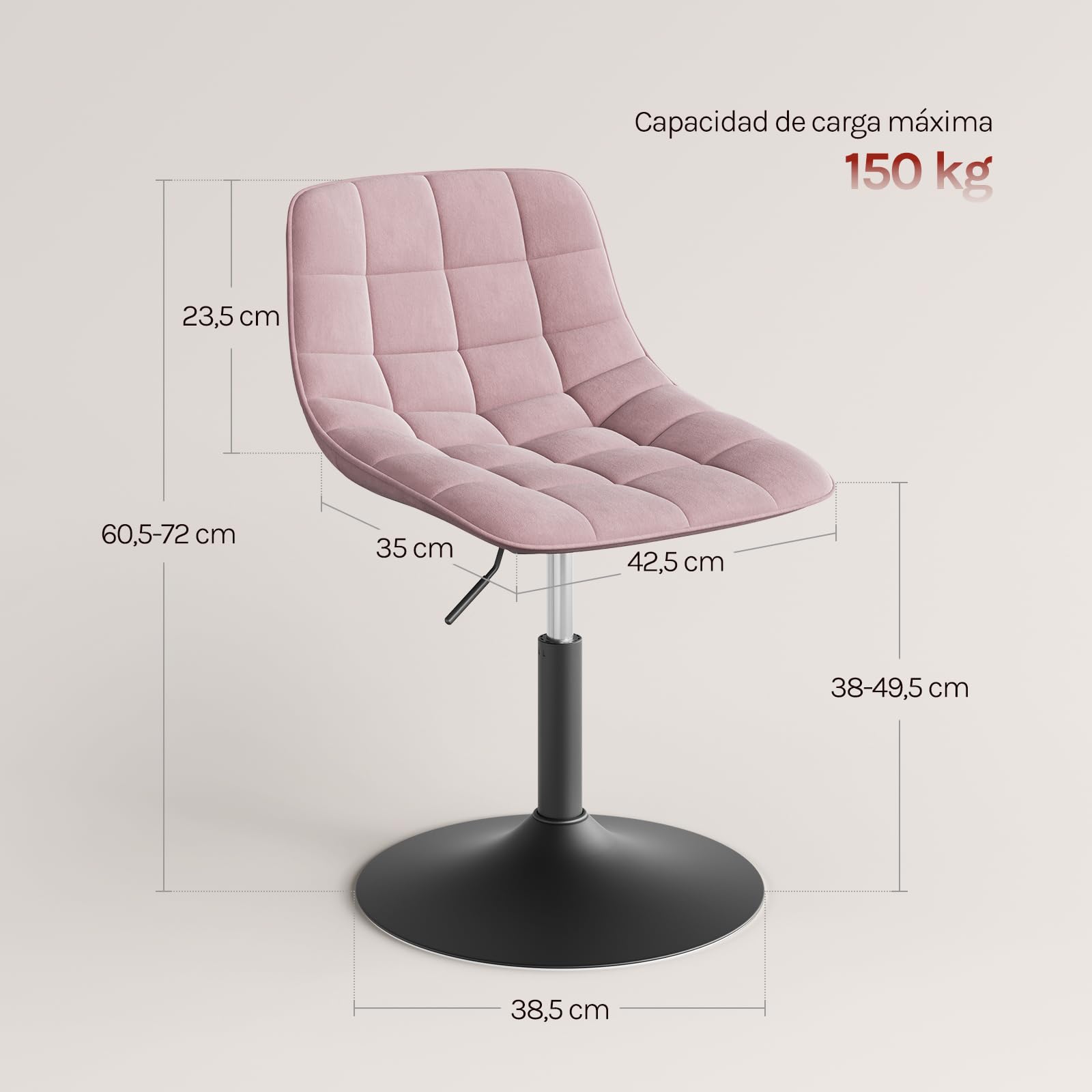 WOLTU Taburete Tocador con Respaldo, Altura Ajustable, Silla Maquillaje, con Reposapiés y Base Metalicas, Chenilla, Blanco