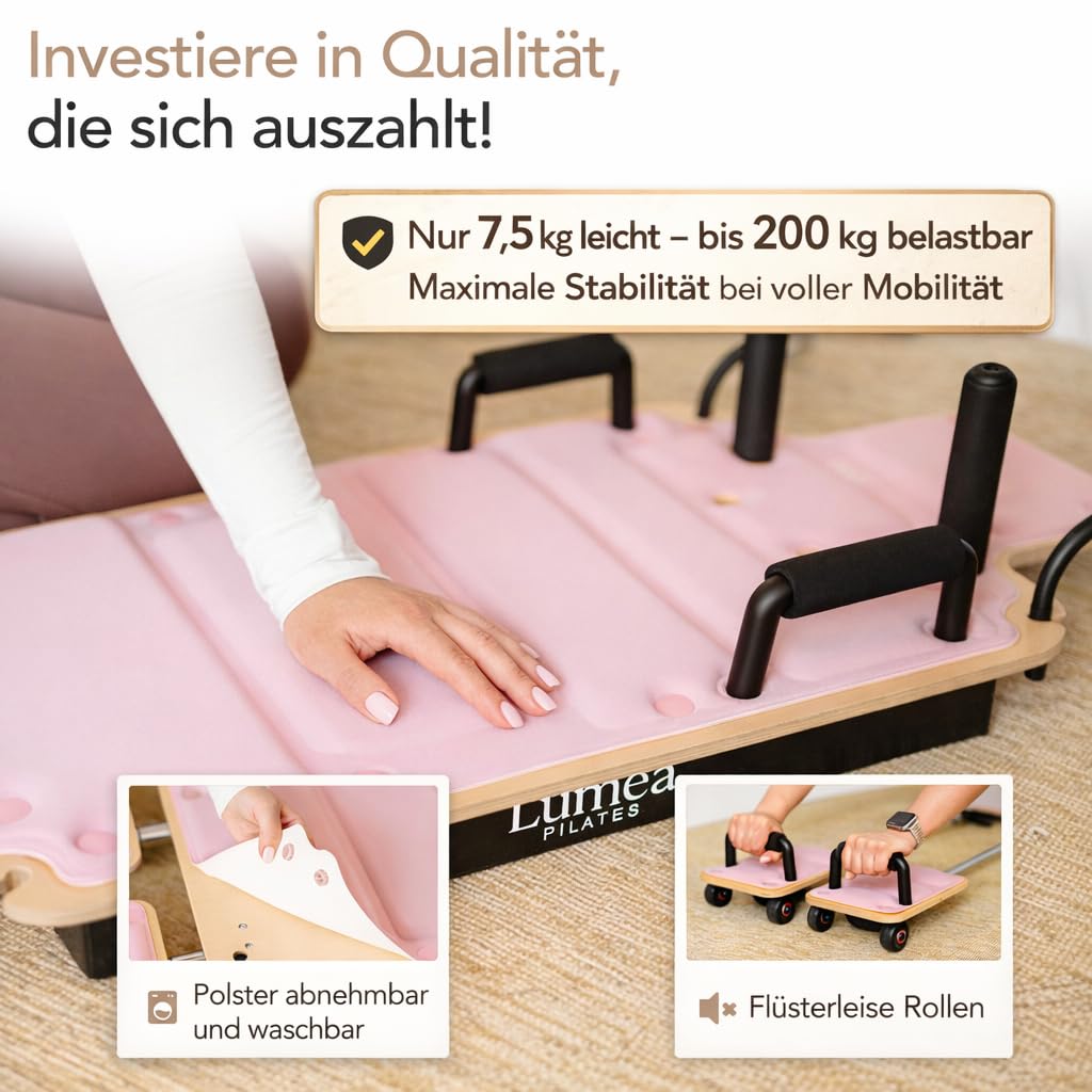 Tavola da pilates in legno | Pilates Reformer Board per la casa | Balance Board & Core Trainer | Home Gym Attrezzo fitness per addominali gambe e glutei e stabilità