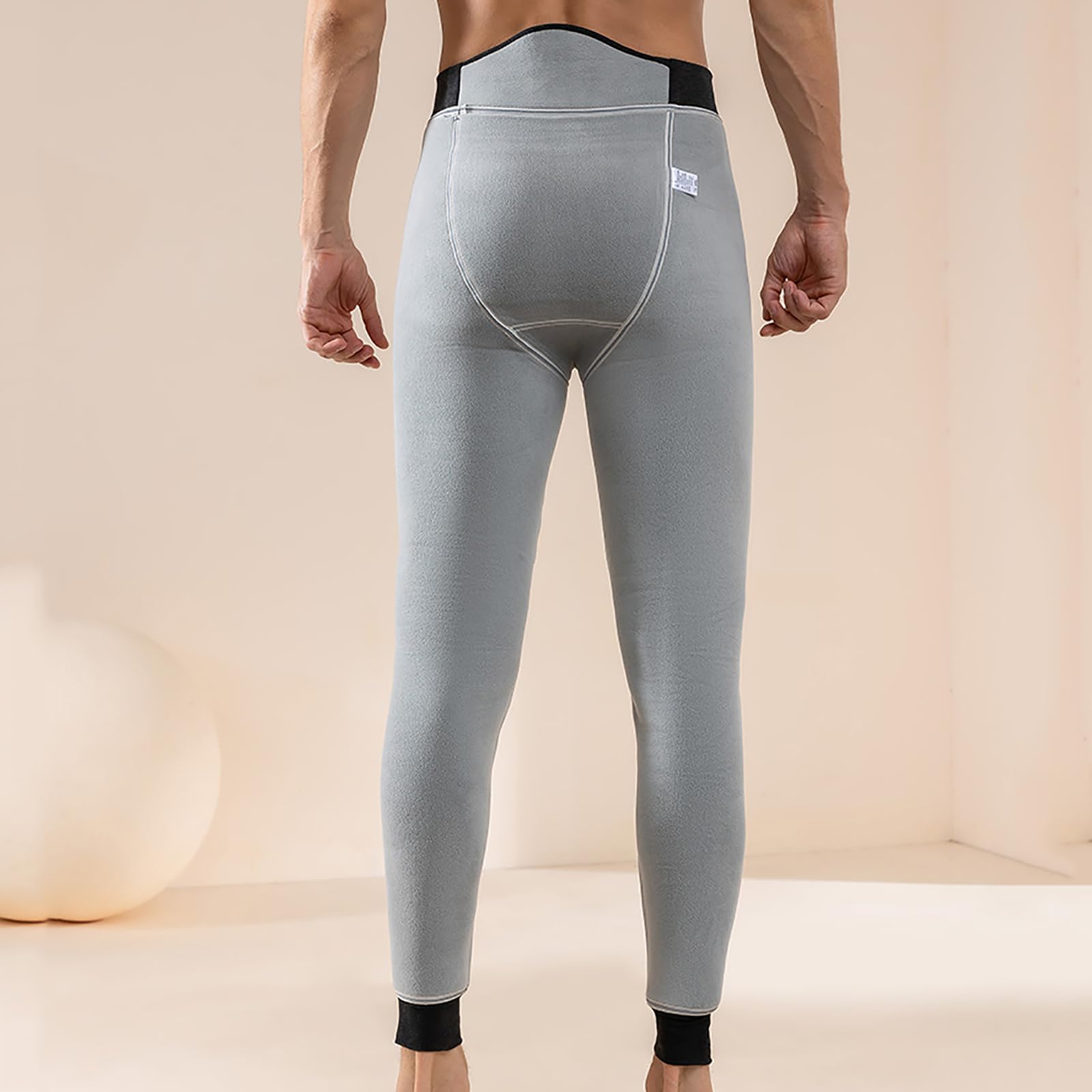 Caleçon Long Homme Thermique sous-Vêtement Chaud Collant Hiver Legging Doux et Léger(Size:4XL,Color:Noir)