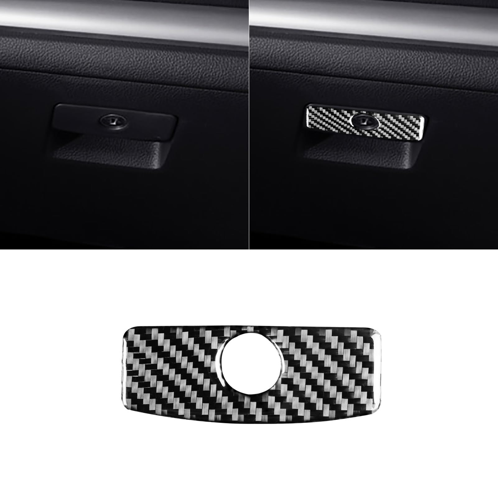 PJFUS Real Soft Black Carbon Fiber Car Co-Pilot Glove Storage Box Handle Switch Cover Sticker Interior Trim Compatible with Subaru Impreza 2012-2016/XV Crosstrek 2013-2017 Accessories Black