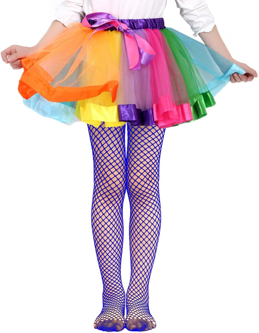 VINICUNCA Kids Girls High Waist Mesh Tights Medium Grid Fishnet Stockings Hollow Out Pantyhose 12 Colors