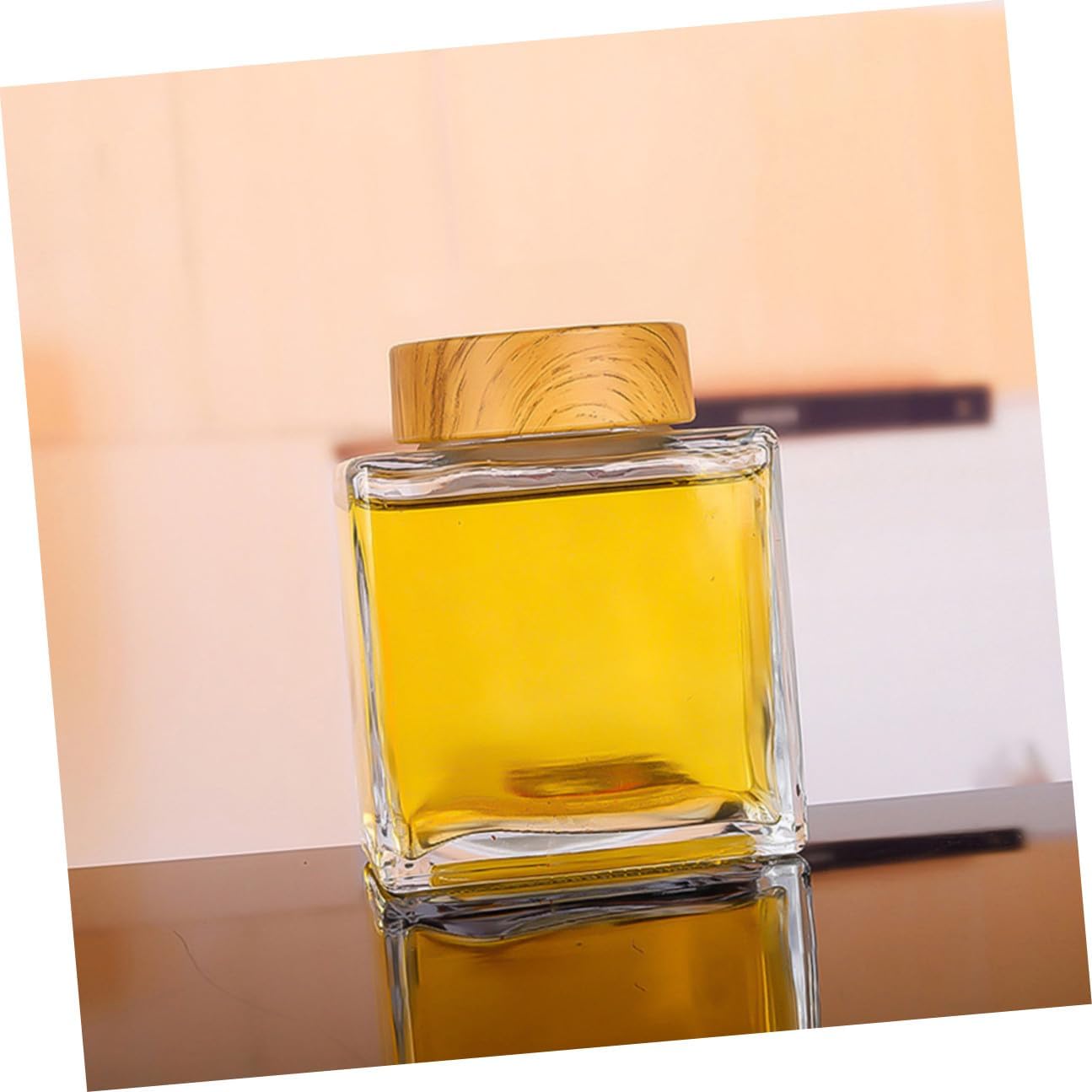 2pcs 180ml Glass Honey Jars with Airtight Wooden Grain Lids, Thickened Glass Storage Jars with Lids for Kitchen, Tea, Coffee, and Honey Container for Pantry Organization