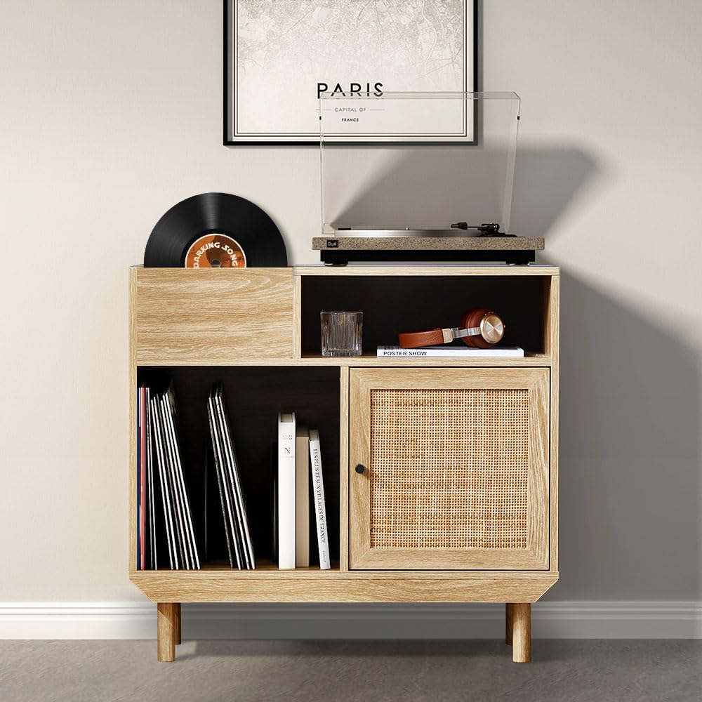 TOO WOOD Record Shelfオーク paddlers coffee Amazon.com: Joaxswe Record Player Stand with Vinyl Record