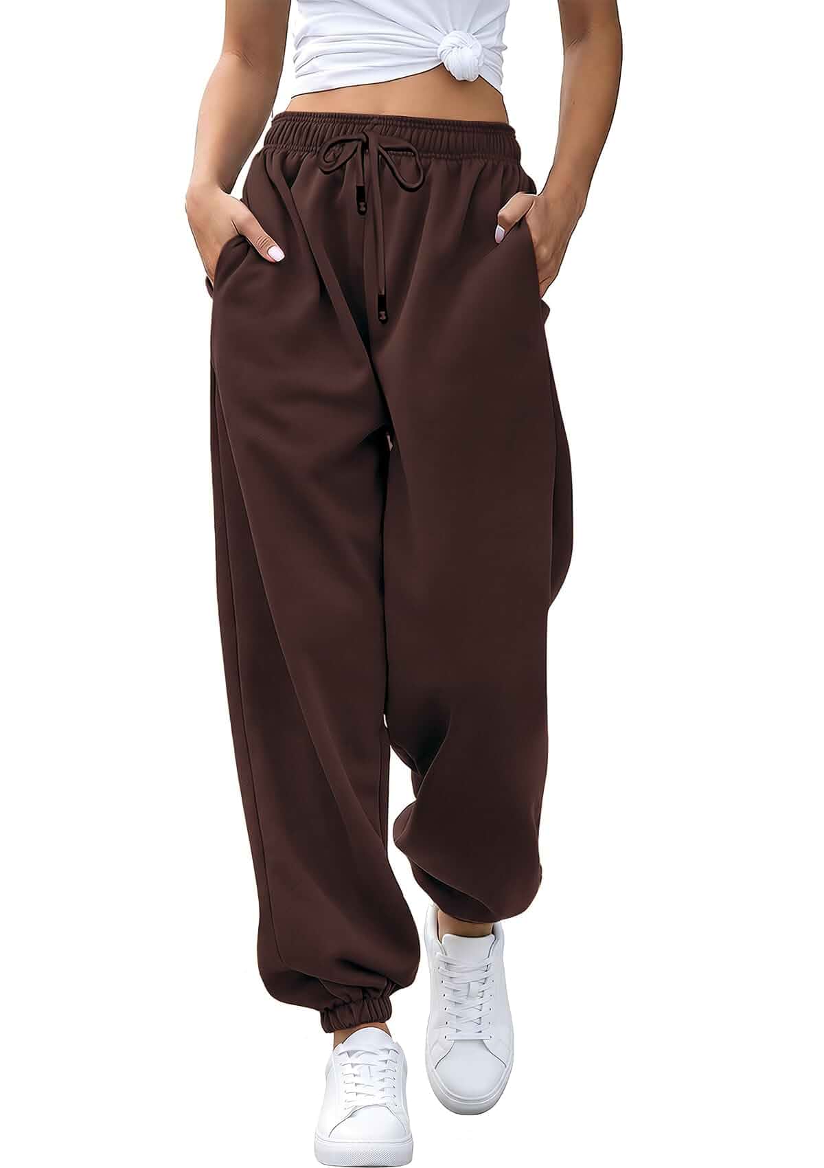 Women Cinch Bottom Sweatpants Pockets Athletic Gym Lounge Jogger Trousers Pants Featuring Cinch Hem & Side Pockets, Comfy Fabric, Ideal for Gym, Workout, Running, Yoga and Casual Daily Lounge Outfits
