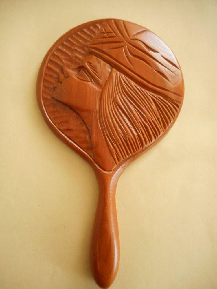 Amazon | アイヌ民芸 工芸品 木彫り 手鏡 メノコ 女の子 アイヌ