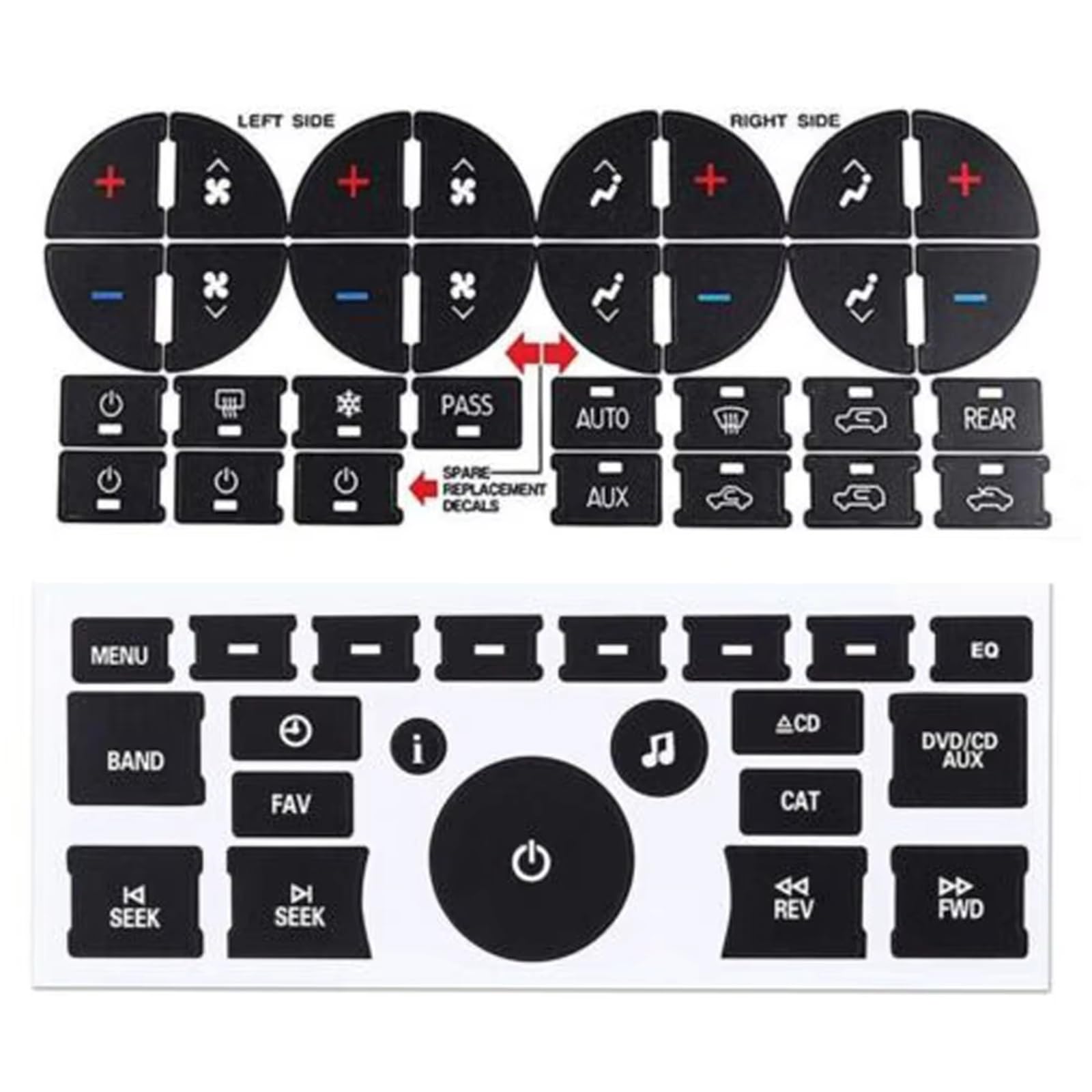 Decorative Stickers Compatible with GMC for Acadia SLE SLT for Denali 2006 2007 2008 2009 2010 2011 2012 Car AC Dash Button Repair Kit Sticker Dash Board Decal