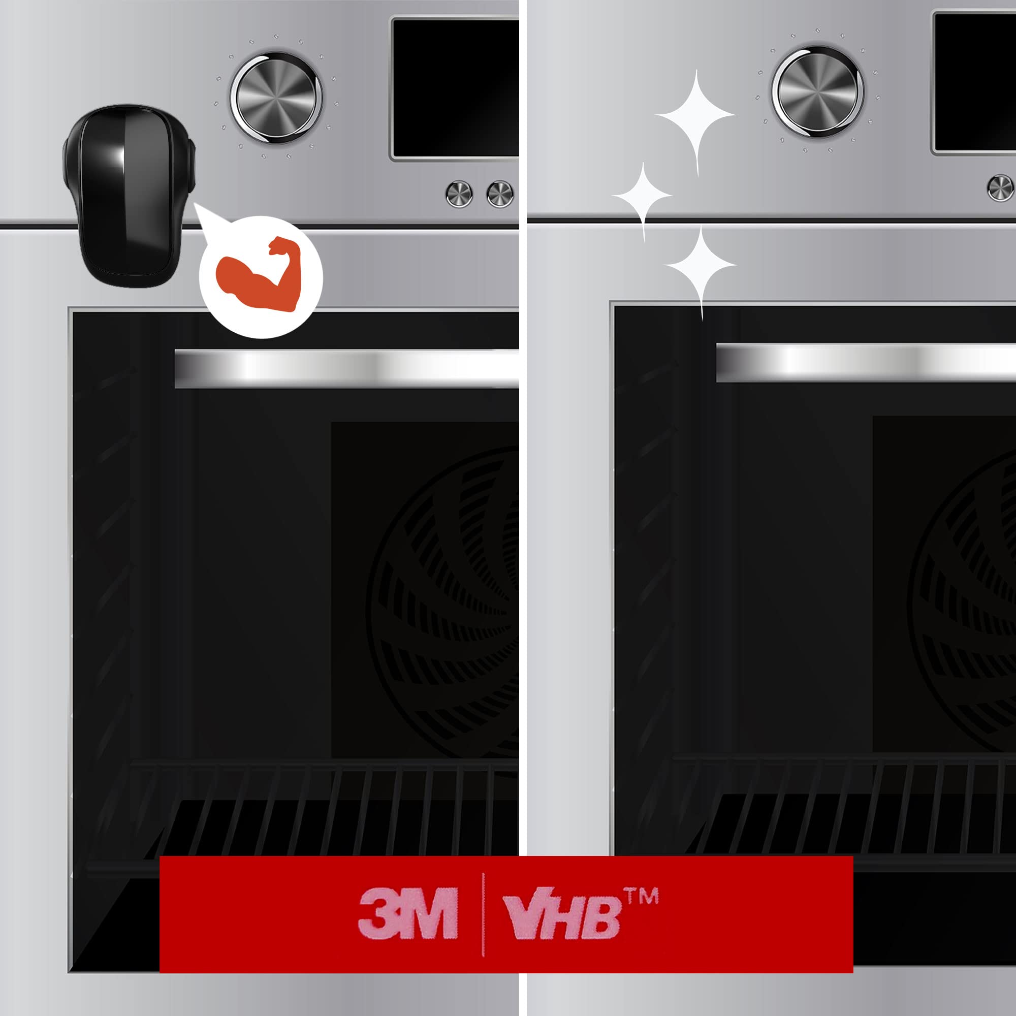 Backofen Kindersicherung für Kinder – Baby Sicherung für Backofentür, Hitzebeständig, Selbstklebend, Kein Bohren (1 Stück, Schwarz) MB