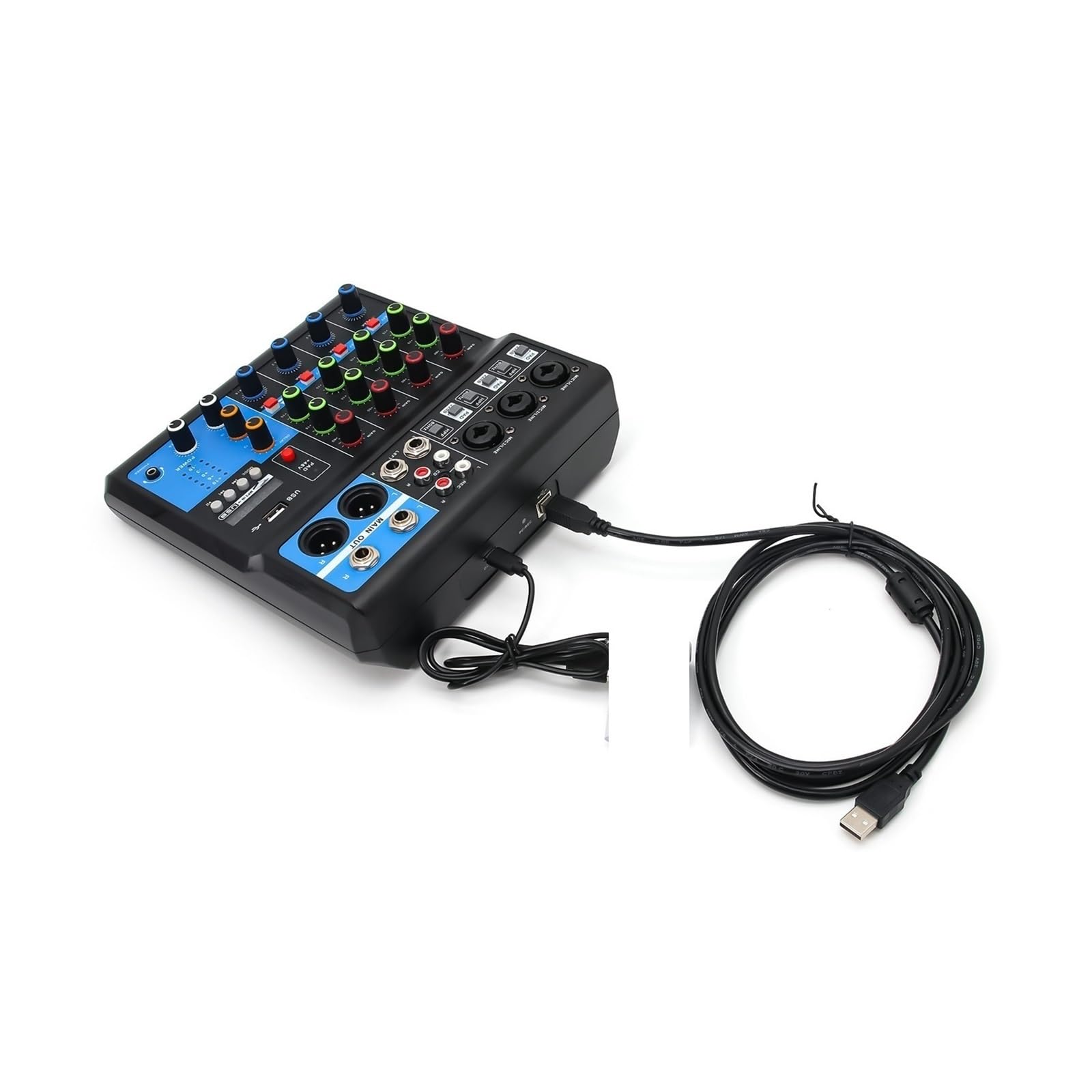 Audiomixer, 5-Wege-Professional-Sound-Mixer Computer-Aufnahme Free Drive Soundkarte Mischpult Mixer Audio Pro DJ Equipment für Studio-Karaoke