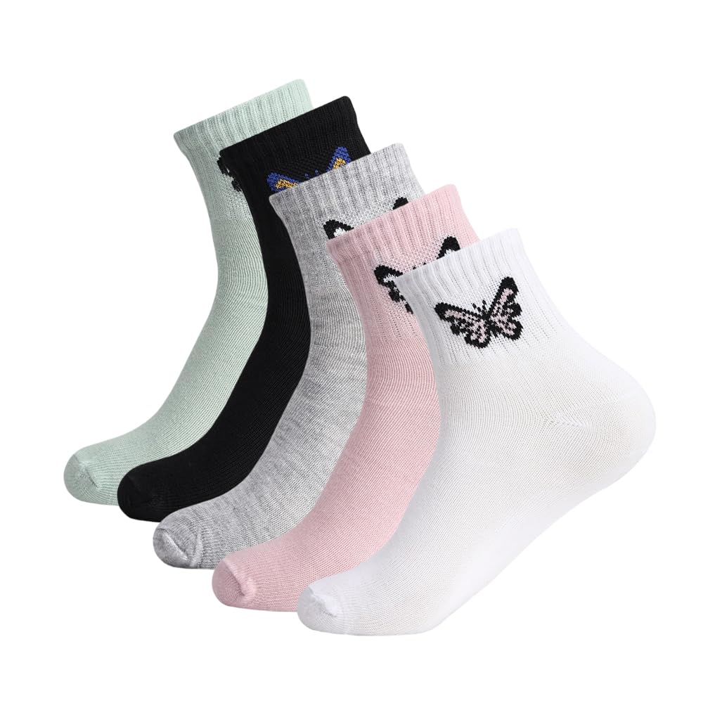 Women's Regular Fit Solid Butterfly Design Ankle Socks Soft Cotton Rich Breathable Comfortable Stretch Fit Casual Daily Wear Socks | Free Size-picture-20
