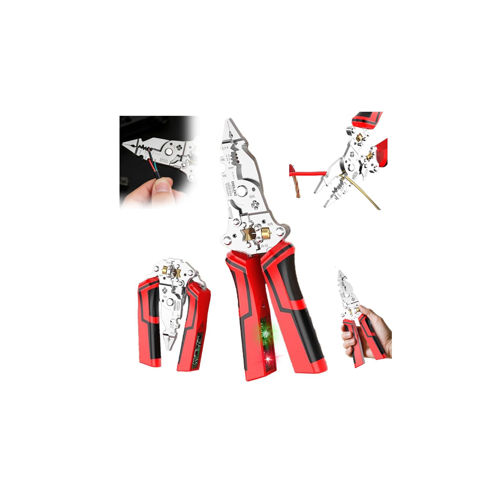 16 in 1 Wire Stripper Twister for Cutting and Pulling Wires,2026 New Cable Scissors,Foldable Wire Stripping Pliers Voltage Tester Pliers,Detectable 12-250V,for Electrical Repair & DIY Household Use