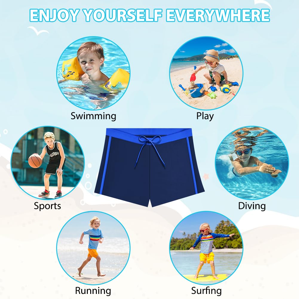 Bañador Niño Ropa de Baño Quick Dry Forro Compresión Calzoncillos Bóxer Pantalones Cortos Natación Cordón Forro Antirozaduras 7-14 años