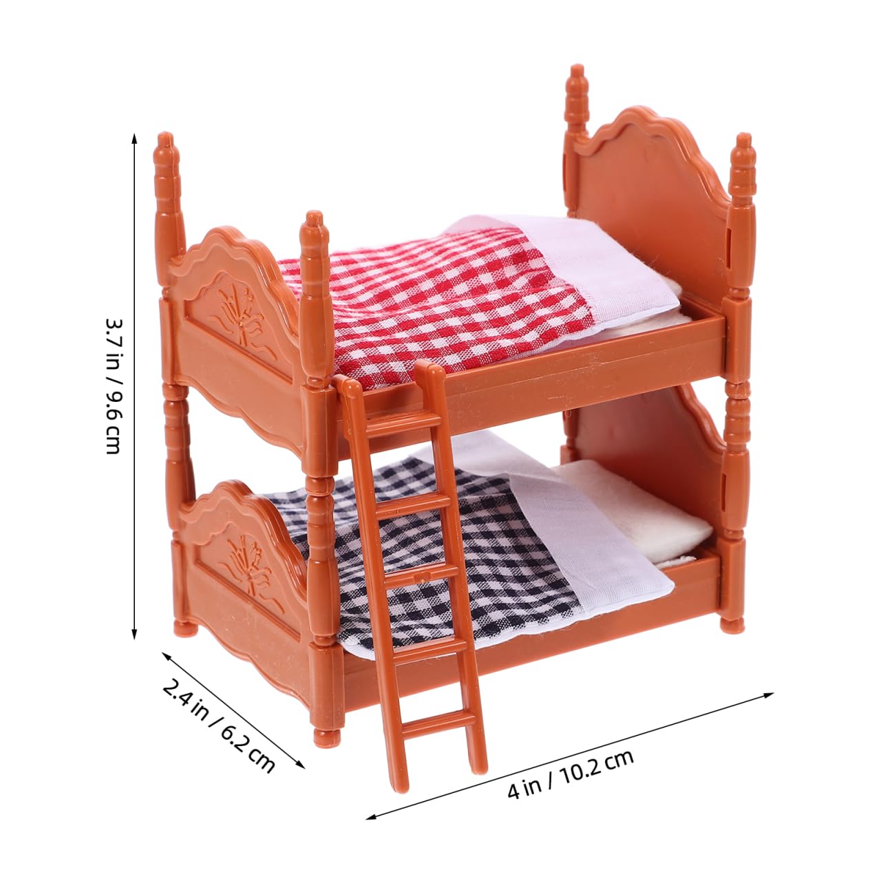 Abaodam Dollhouse Furniture Miniature Bunk Bed with Ladder Pillows Quilts for Playroom Miniature Dollhouse Accessories - Image 2