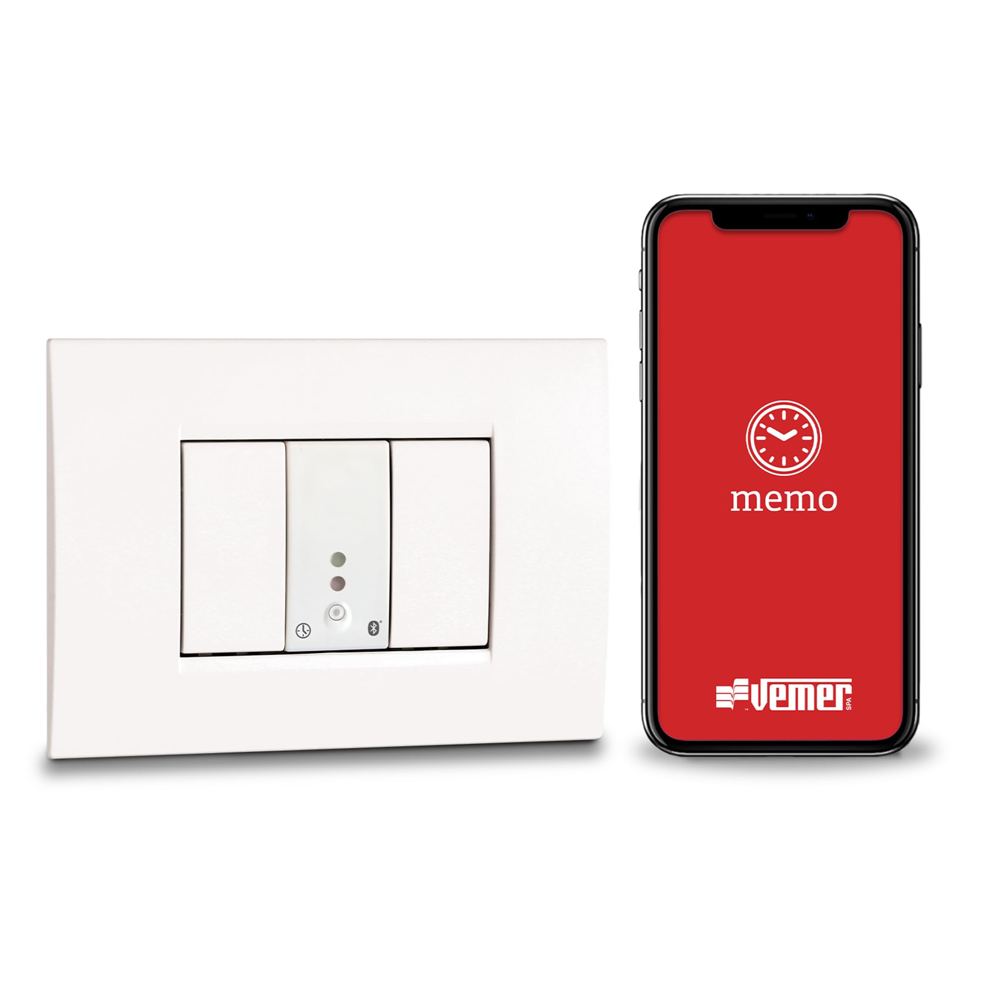 VEMER VE798200 MINI TIME - Built-in Bluetooth Digital Time Switch 1 Module, Timer with Time Programming and Astronomical Programming via App for Lights, Gates, Shutters, White