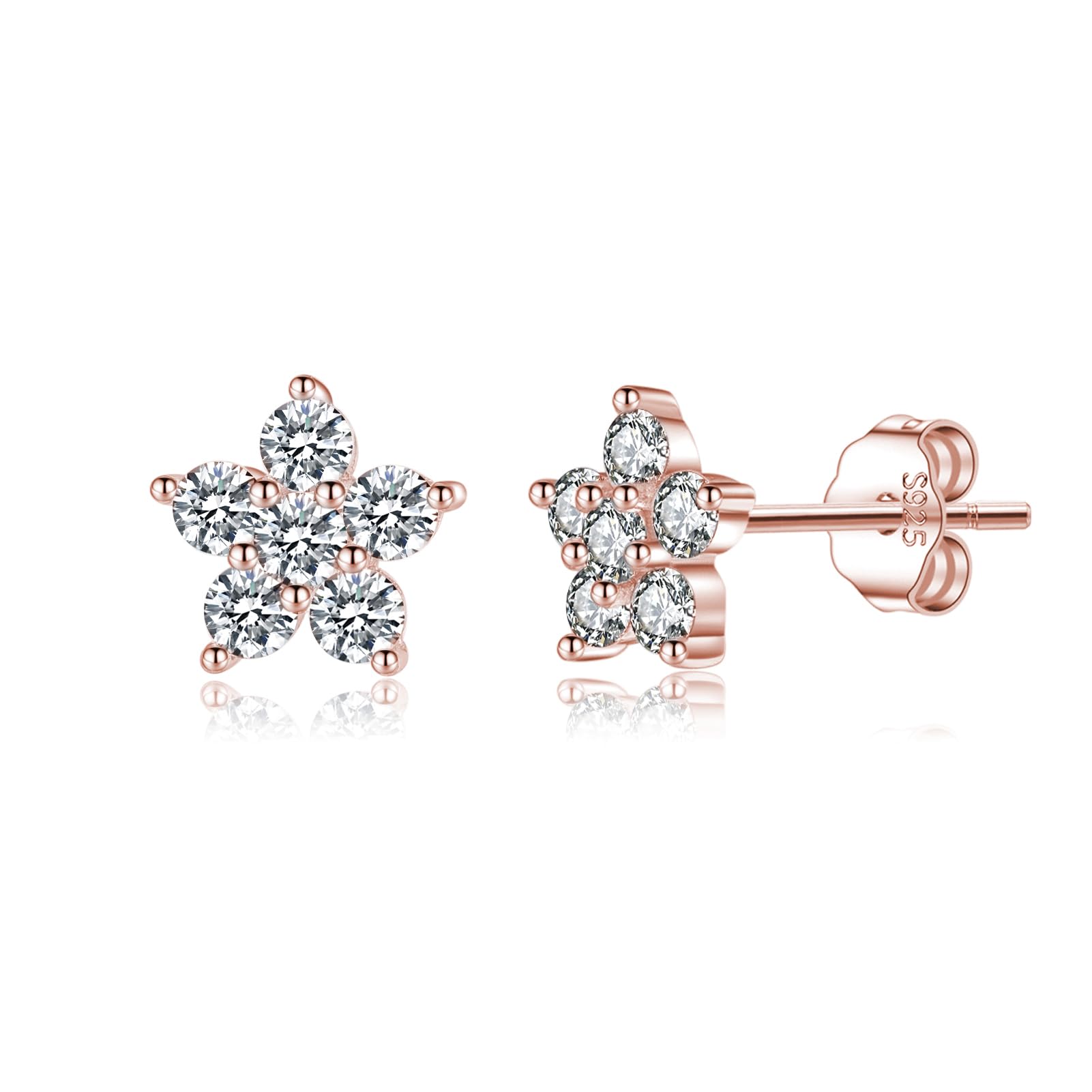 Pendientes de plata 925 de flores con circonitas para regalo de comunión 7