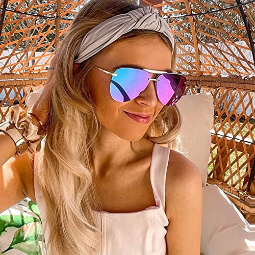 DIFF Tahoe | Designer Oversized Aviator Sunglasses for Women | UV400 Protection Gold Frames2