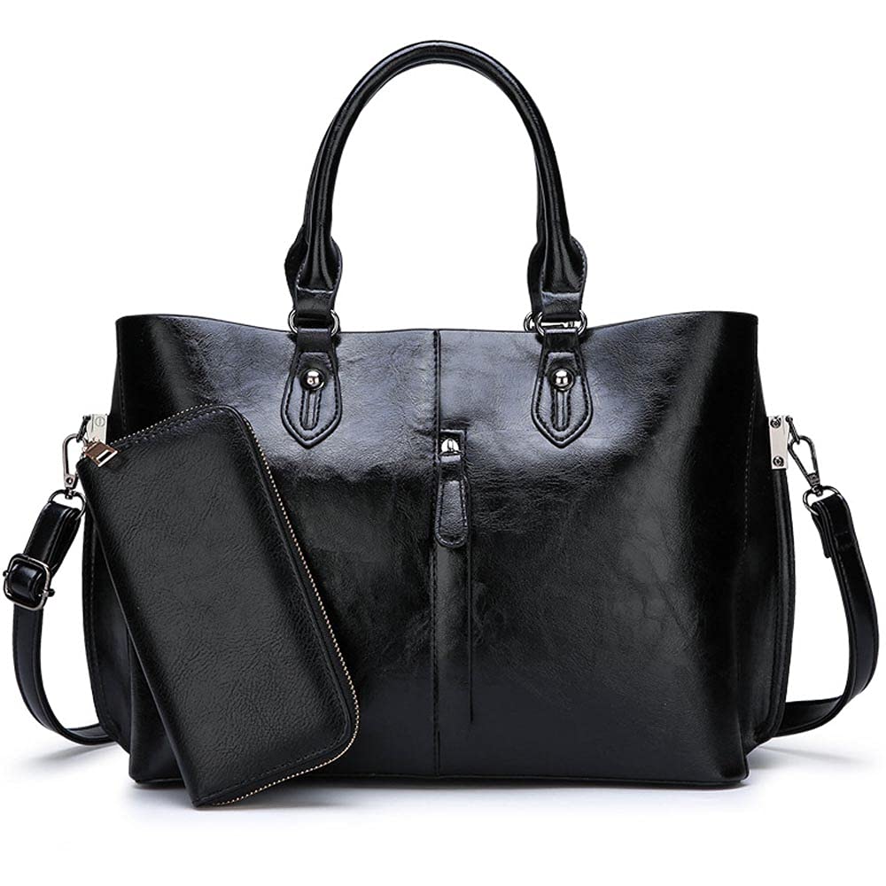 Women Handbags Top Handle Satchel Shoulder Bags Tote Bag Purses for Ladies 2 Pcs Set