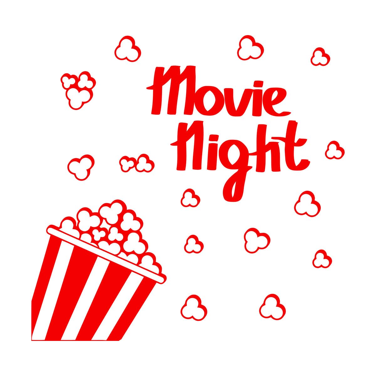 Engraving Stickers Movie Night Cinema Filming TV Popcorn 54x57.6cm Do not Damage the wall Surface Large red