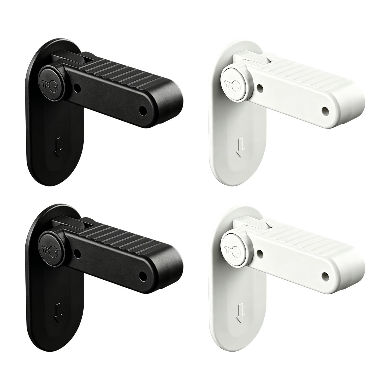 4 Pack Door Safety Locks Hug Lock Toddler No Drill Child Proof Child Door Lever Locks Without Drilling with Strong Adhesives for Window Cabinet, Easy Installation – No Tools or Drilling Needed(Black)