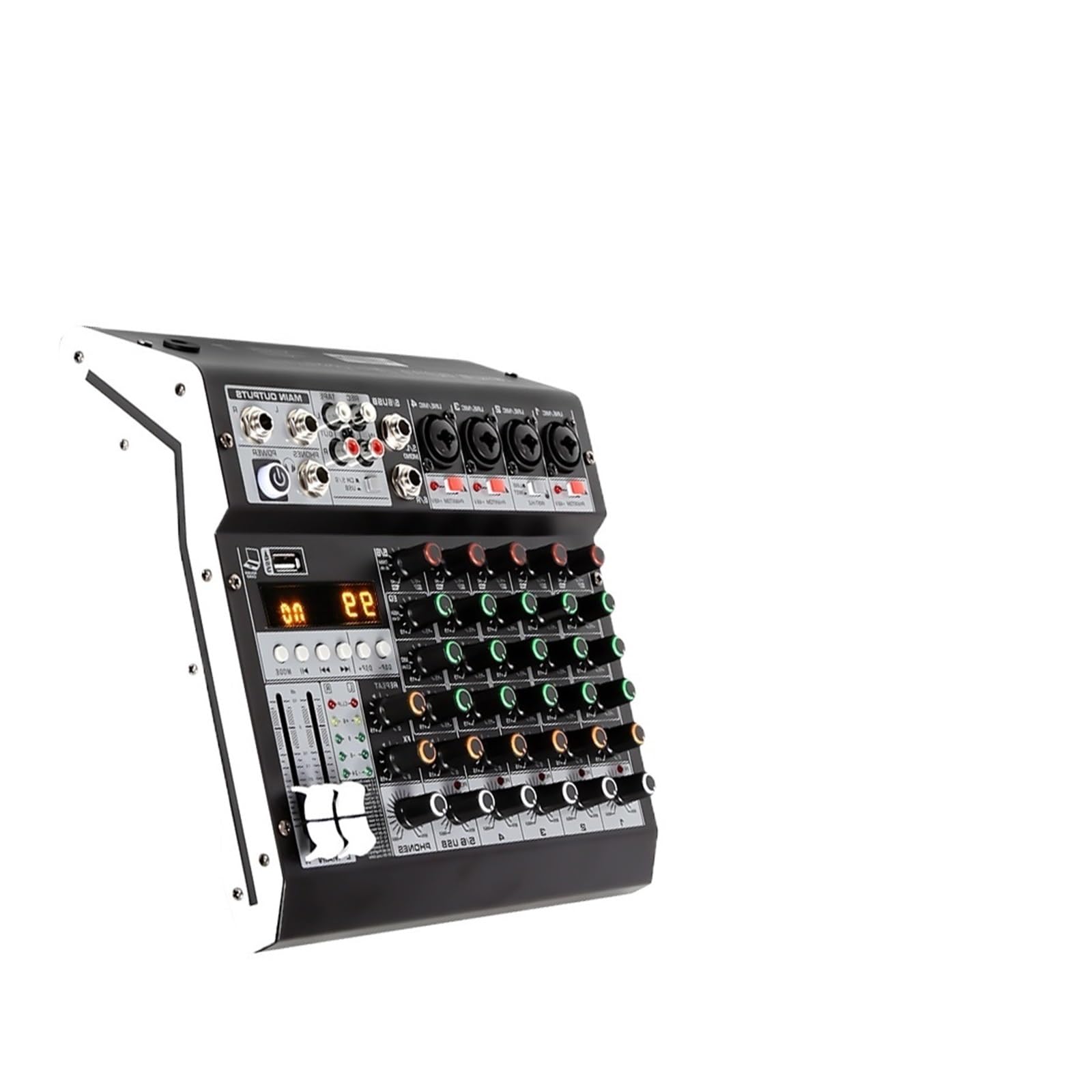 Mezclador de audio para DJ Mezclador de 6 canales 99DSP for conferencias Procesador de reverberación compatible con Bluetooth y USB Cante en con mezcladores de tarjetas de sonido