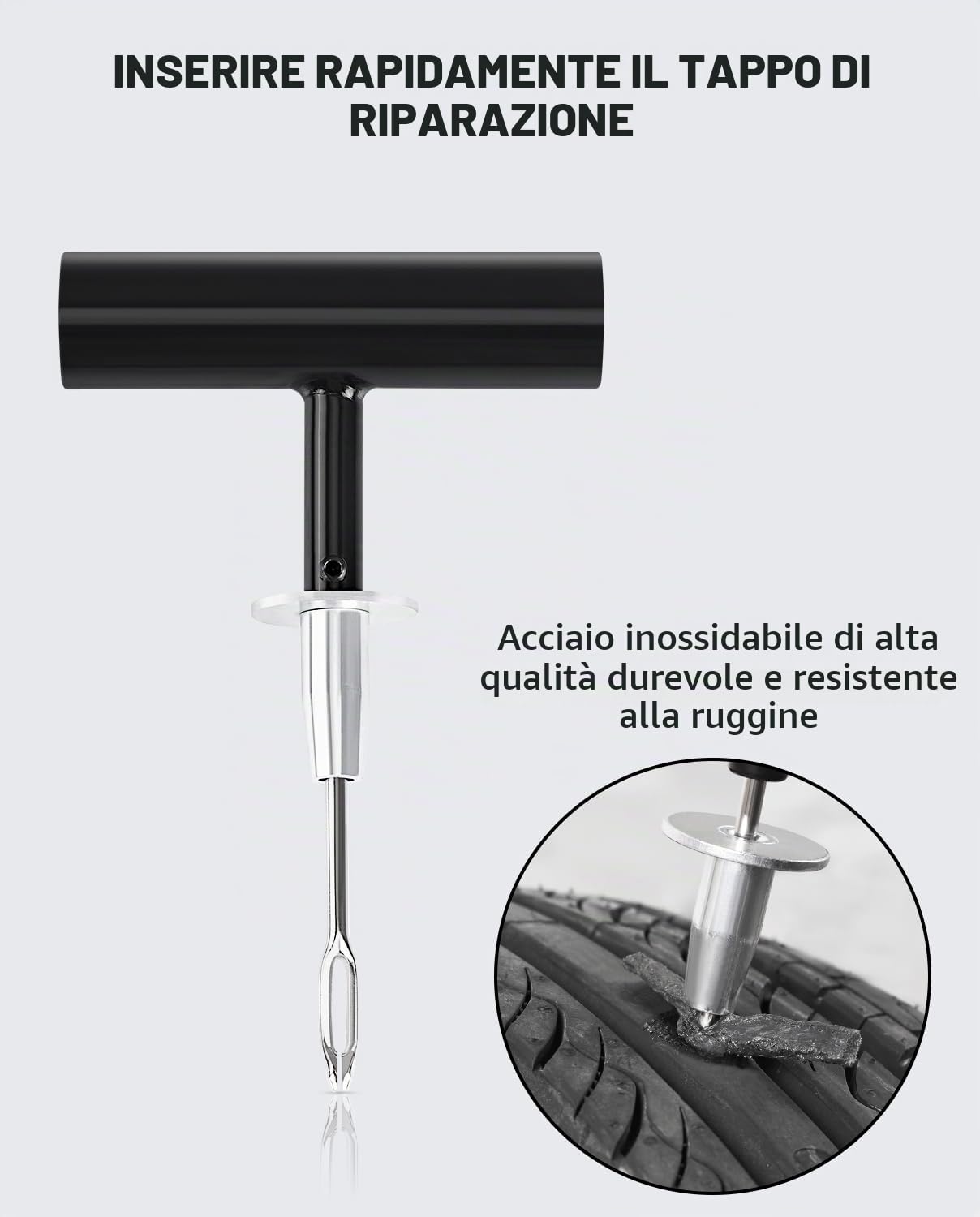 Fanttik Kit di riparazione per pneumatici, kit di 24 tappi per pneumatici resistenti, per riparare forature e patch, strumenti universali per riparazione pneumatici di auto, auto, moto, camion, ARB
