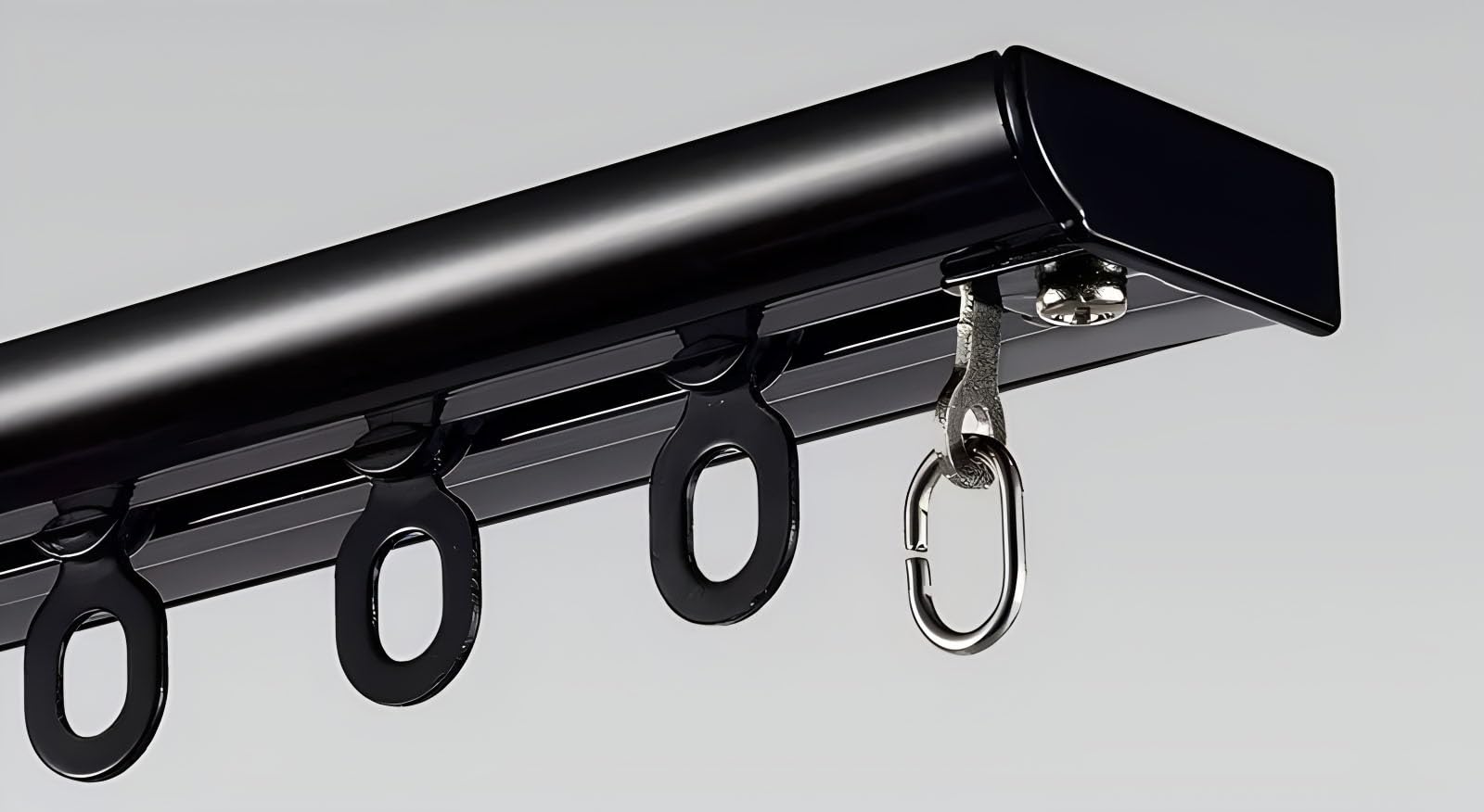 Ceiling Curtain Track 12M 10M 8M 6M 4M 2M 1M, Thick Heavy Aluminum Curtain Rails Ceiling Mount Curtain Tracks System With Roller, Room Divider Silent Curtain Rail Kit(Color:Black,Size:3m/9.8ft)