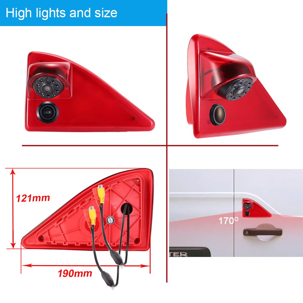 Caméra de recul double étanche à l'eau avec vision nocturne pour Nissan NV400 X62 X62B/Opel Vauxhall Movano MK2 MK3/Renault Master III JV FV + Rétroviseur de remplacement de 7 pouces