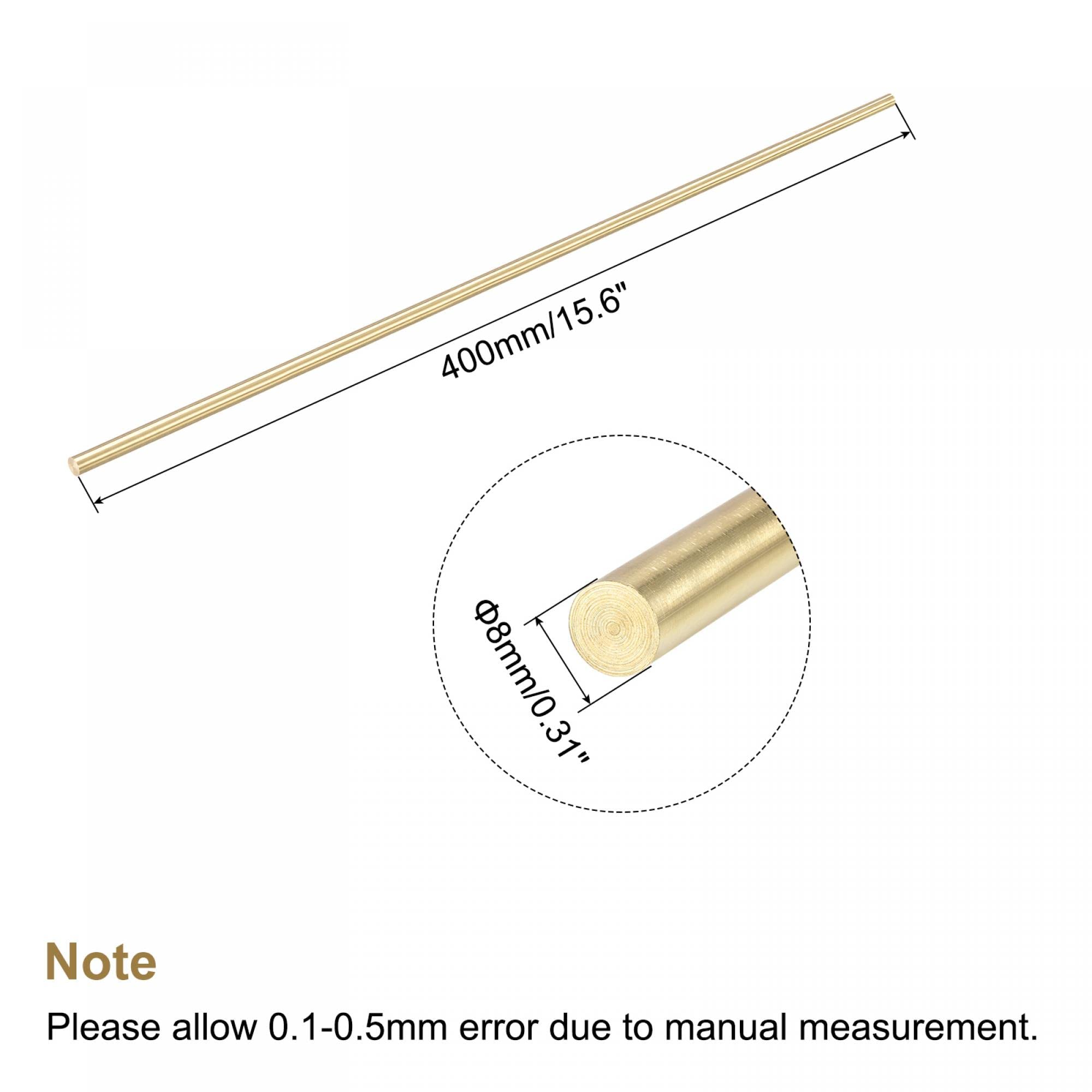 sourcing map Tige Laiton Solide Rond 8mm Diamètre 400mm Longueur Tour Barre Stock pour RC Modèle Bricoleur Artisanat Coffret de 1