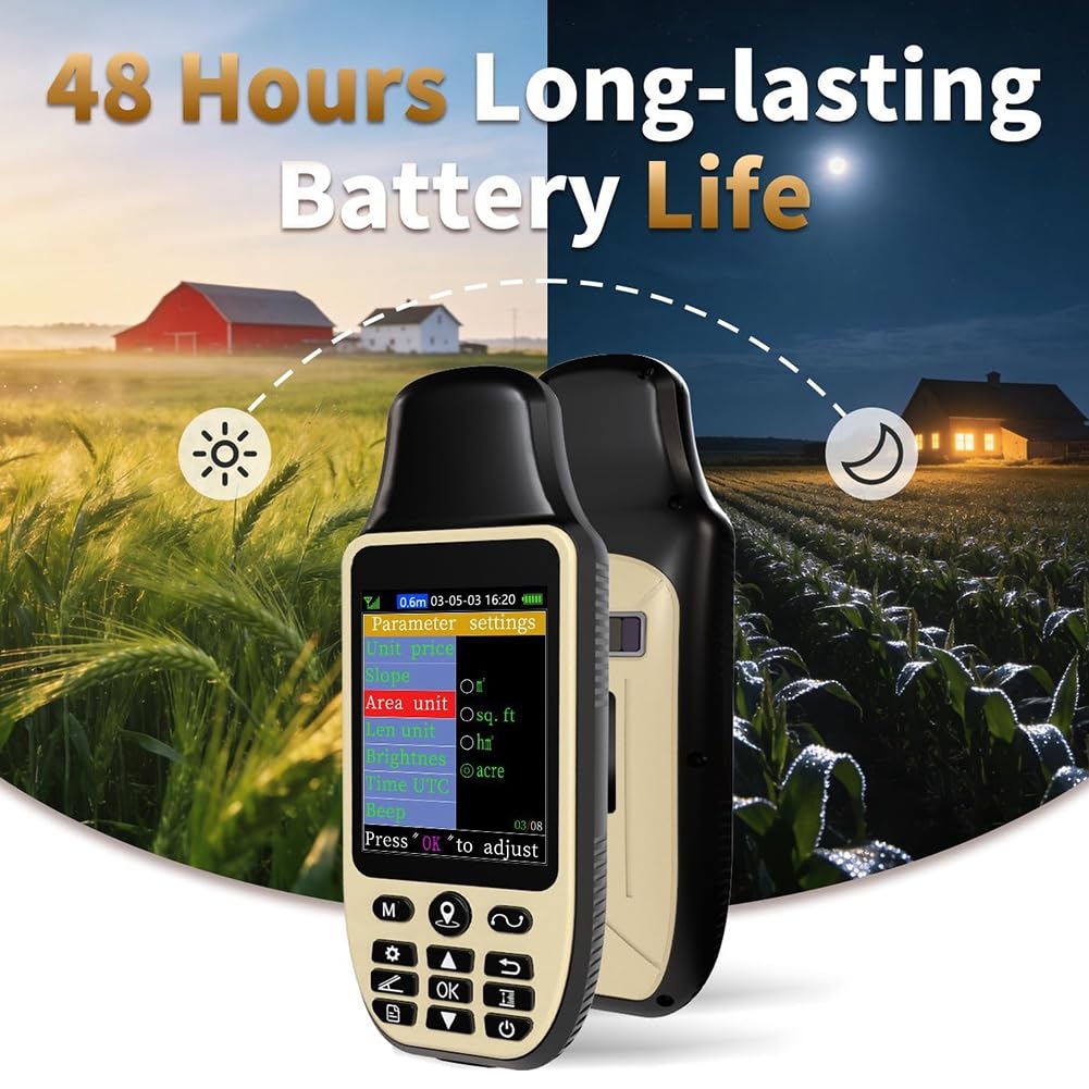 GPS Portatile per Misuratori di Terreno con 6 Satelliti per Rilevamenti, per Area del Terreno, Distanza, Pendenza, Attrezzatura per Misurazione di Terreni Agricoli.