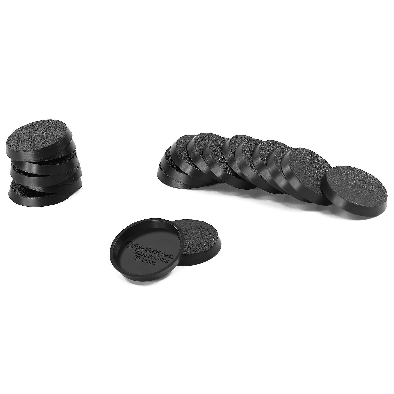 Modello Basi 28.5mm Basi Rotonde Plastica Nera per Giochi da Tavolo Wargames (50 PCS)