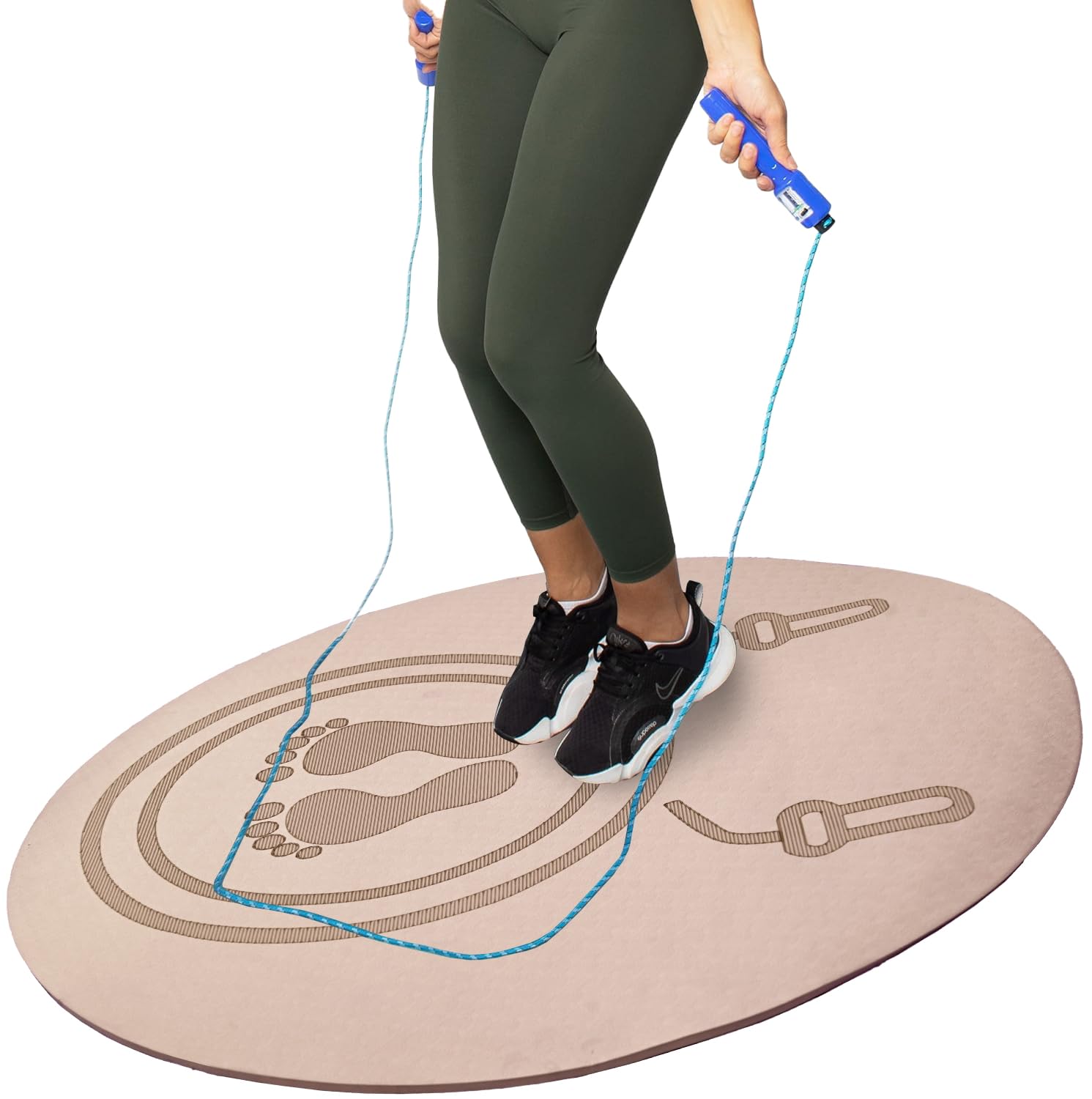 VORHANG 52"x32" Non-Slip Jump Rope Mat Indoor Outdoor, Thick Workout Mat, Shock Absorbing Jumprope Mat For Crossrope, Exercise Mat, Durable Jump Rope Pad, Oval Exercise Mat Thick with Design, Beige (B0D6RD6MQQ) Amazon Price History, Amazon Price Tracker